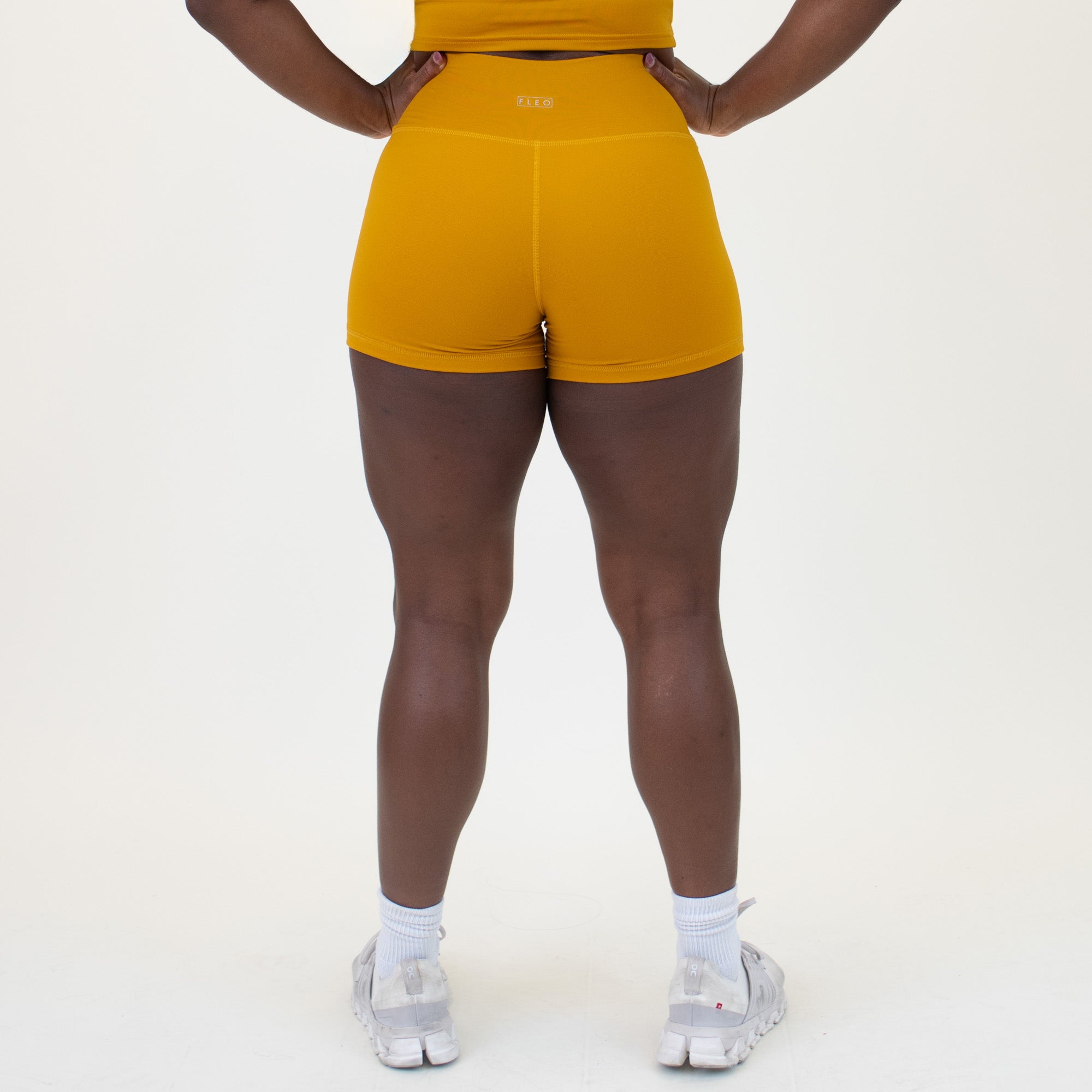 Golden Yellow No Front Seam High Rise Spandex Shorts