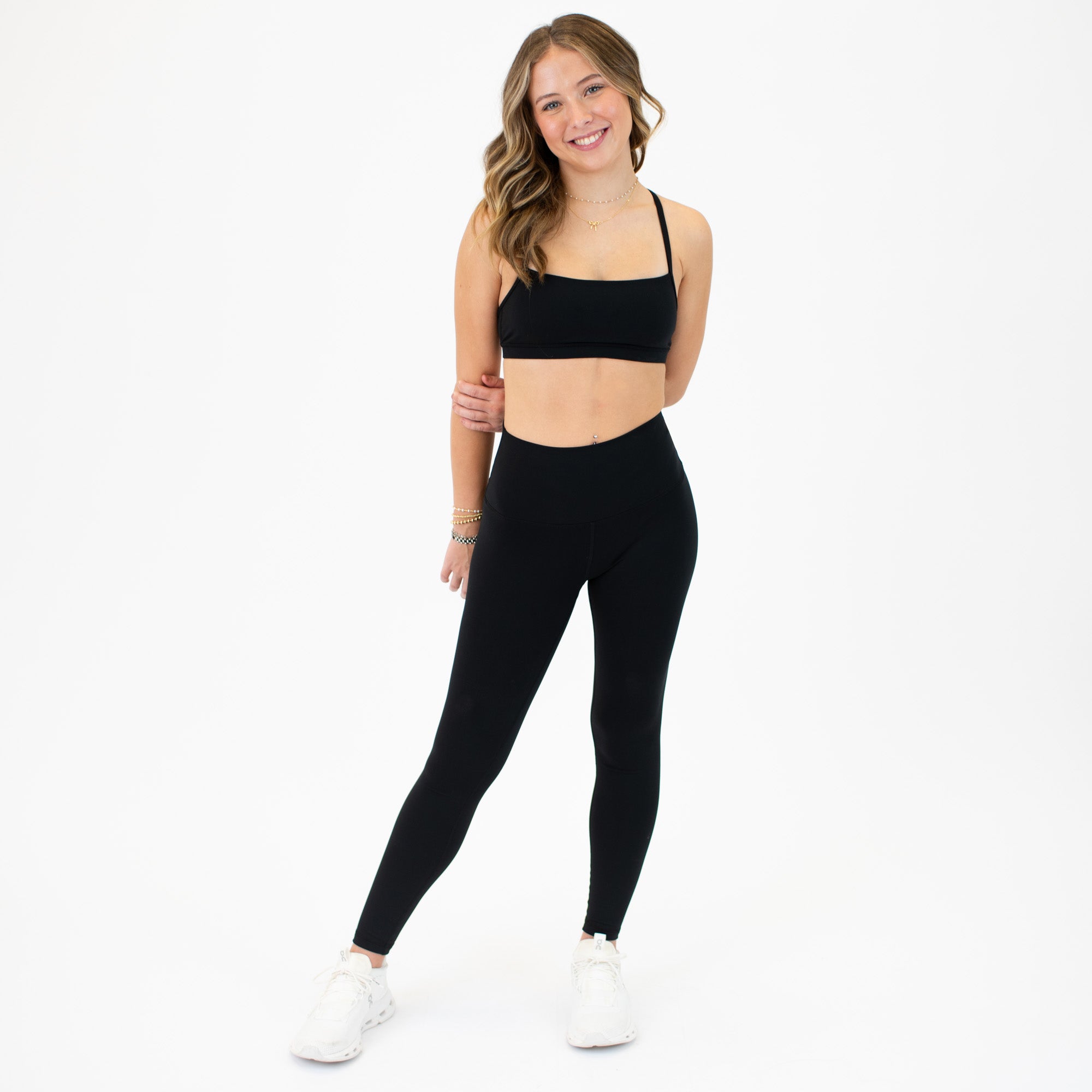 X Back Sports Bra - Chloe in Gold on Black