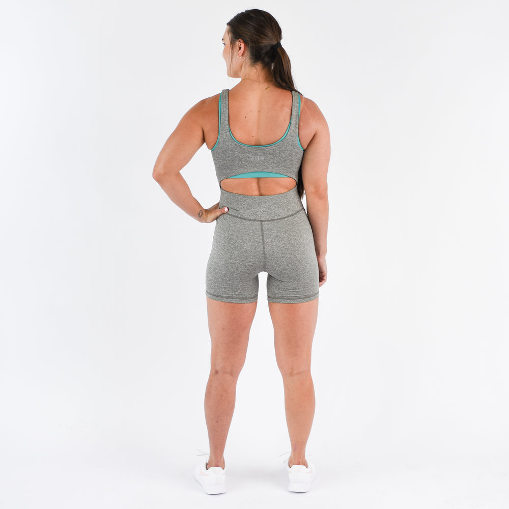 Women's Gray Open Back Bodysuit