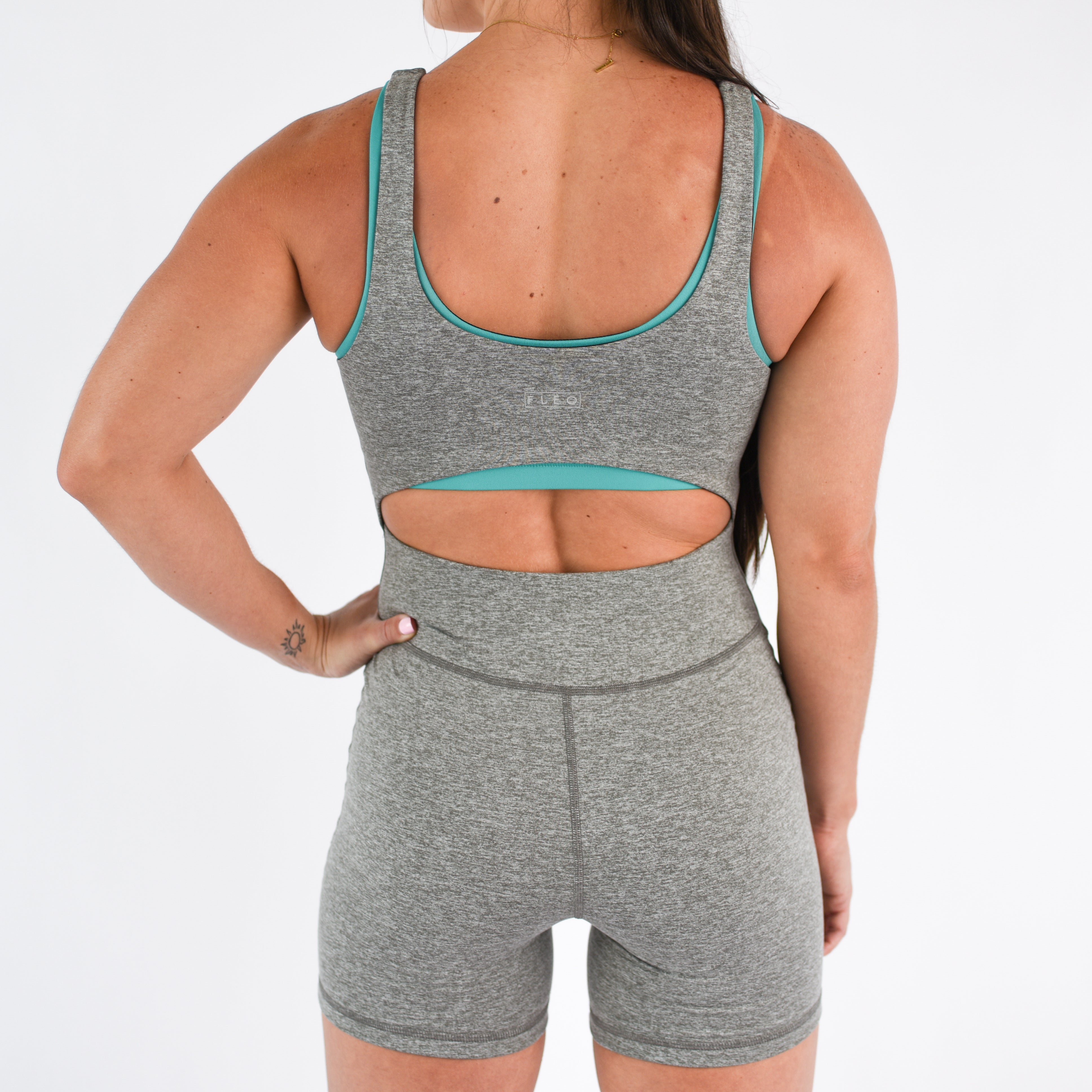 Women's Gray Open Back Bodysuit