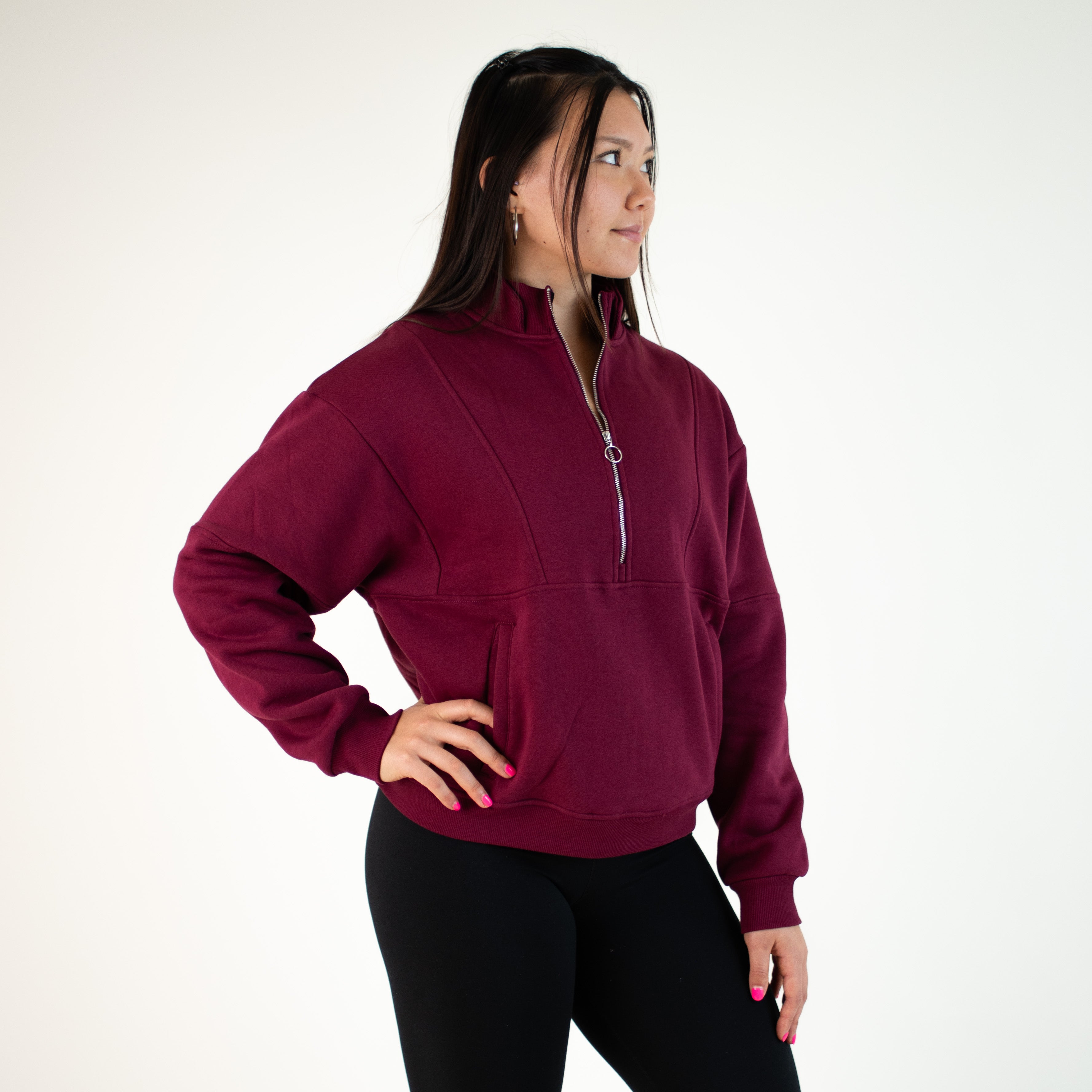 Maroon Fleece Half Zip