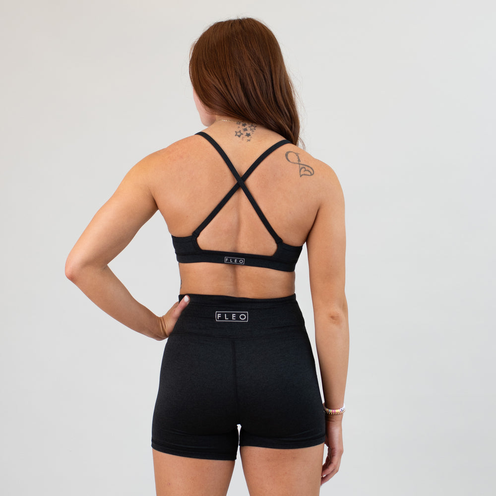 X Back Sports Bra - Heather Black - Chloe