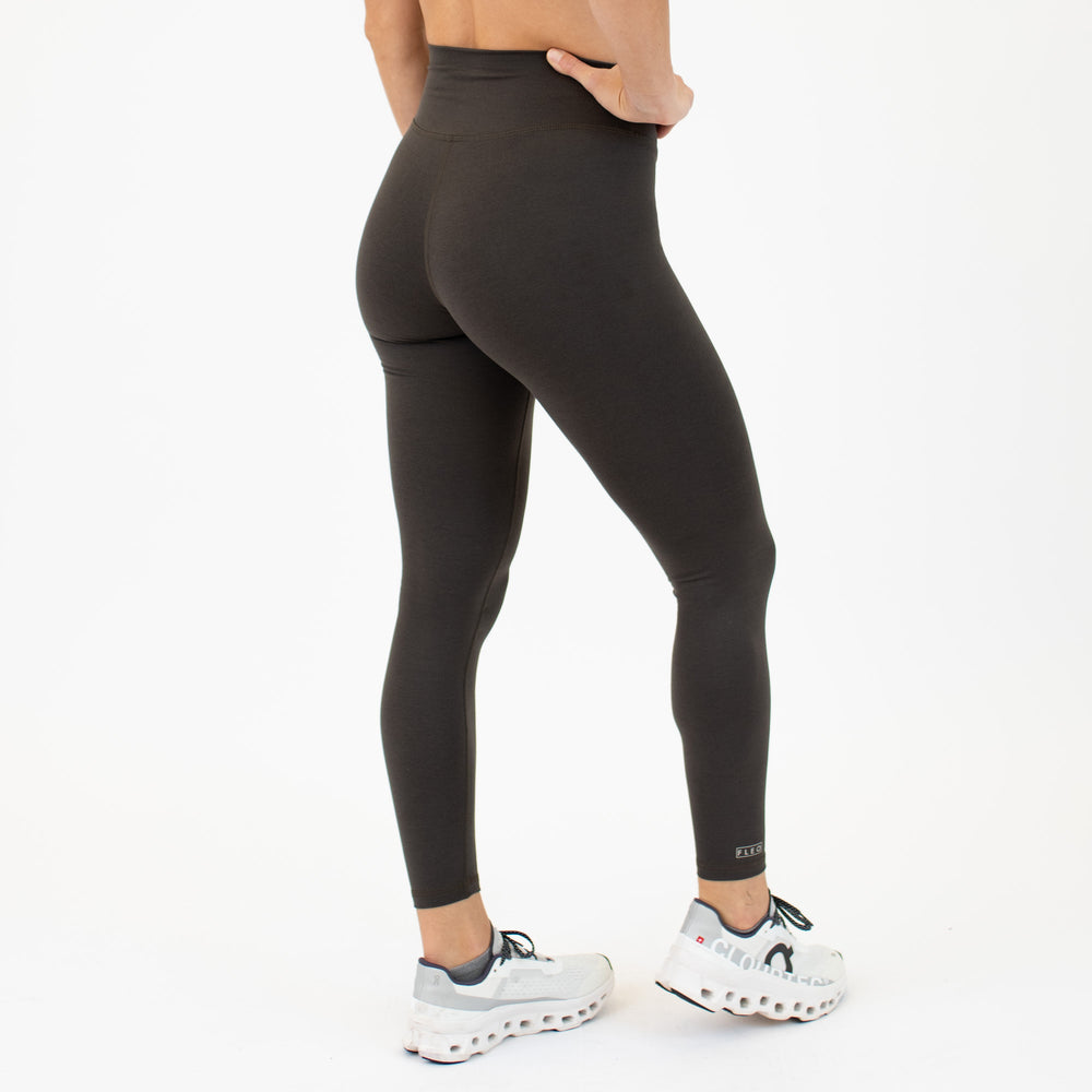 Heather Black Olive Contoured Workout Legging - Go Go - Curved High Rise