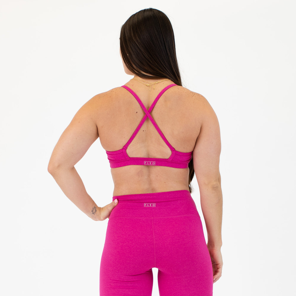 X Back Sports Bra - Chloe in Heather Cabaret