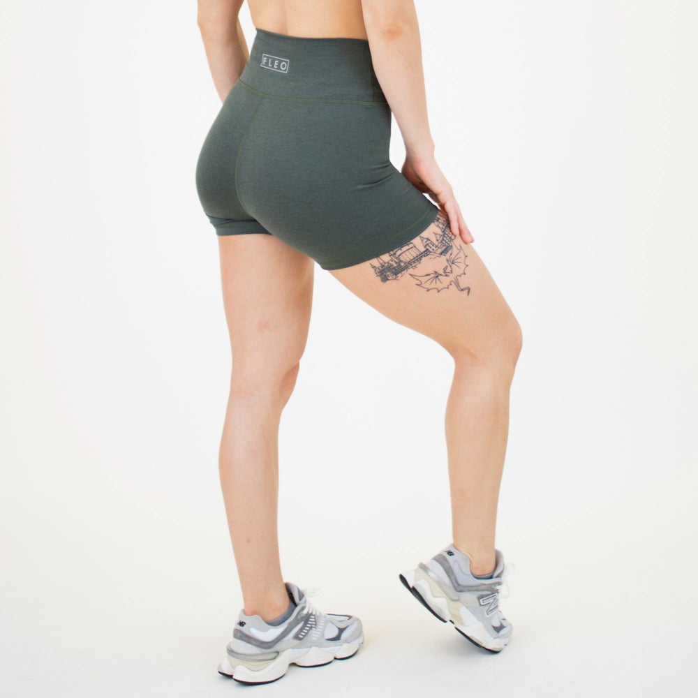 Heather Cilantro High Rise Spandex Shorts