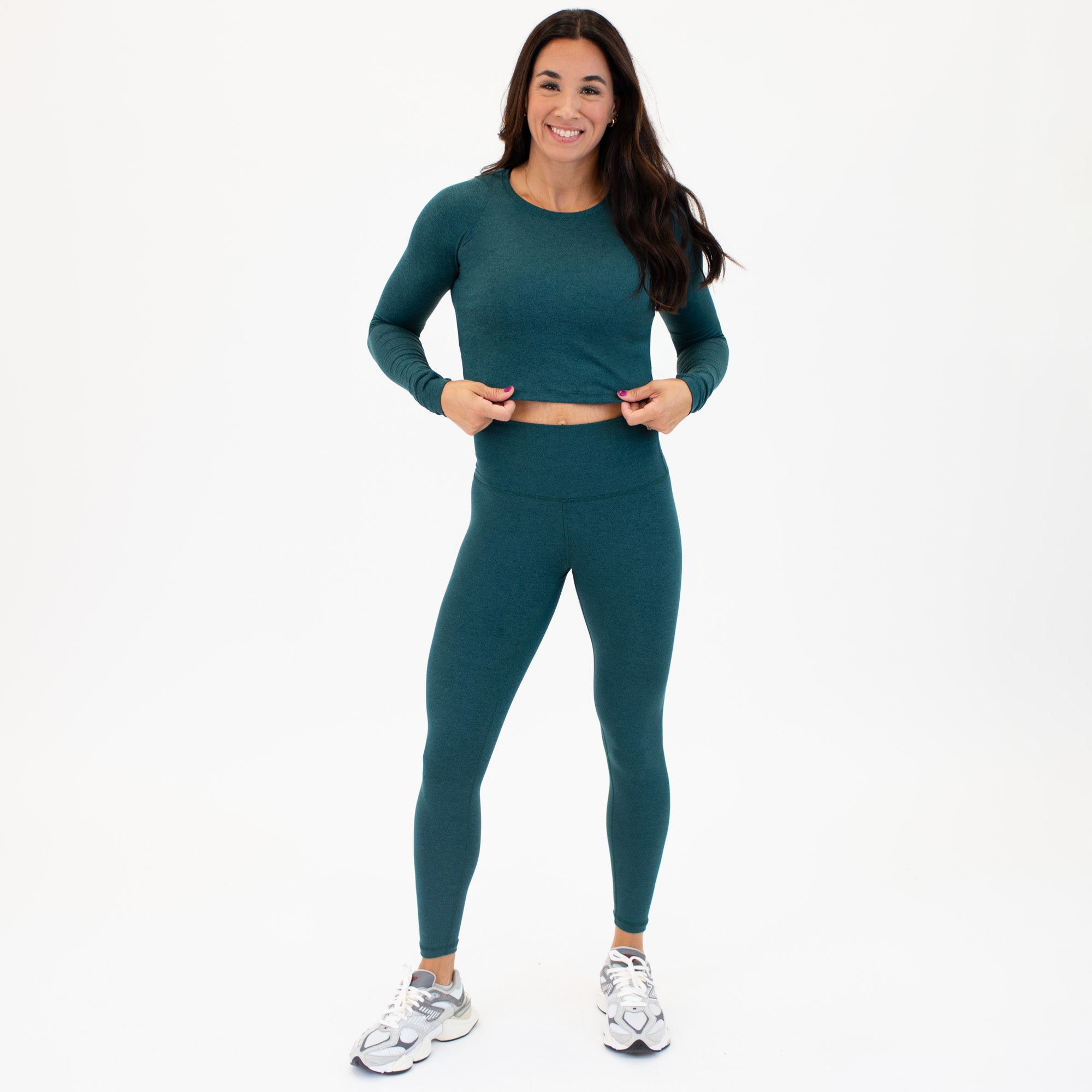 Heather Deep Teal Foundation Crop Long Sleeve