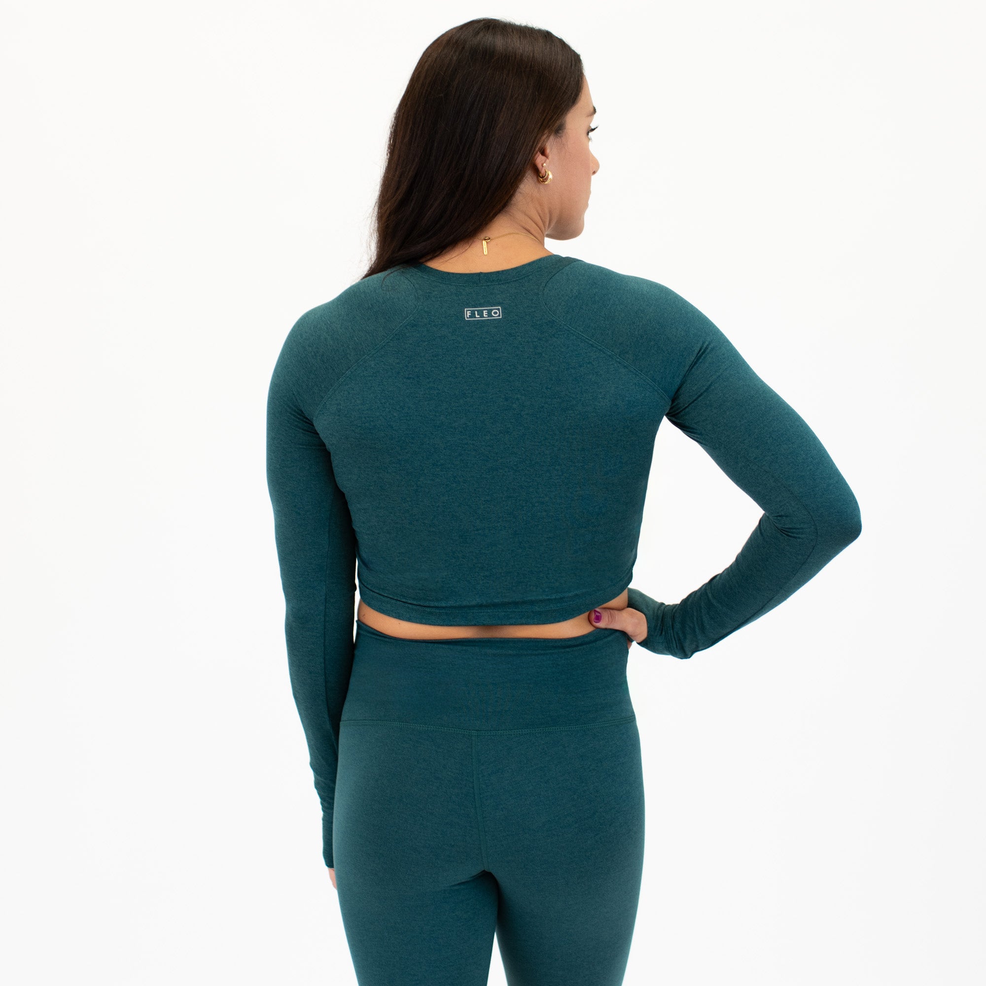 Heather Deep Teal Foundation Crop Long Sleeve