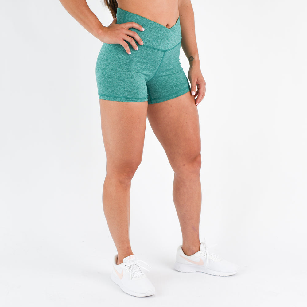 Heather Emerald High Rise Spandex Shorts