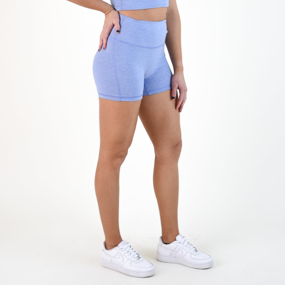 Heather Zen Blue No Front Seam High Rise Spandex Shorts