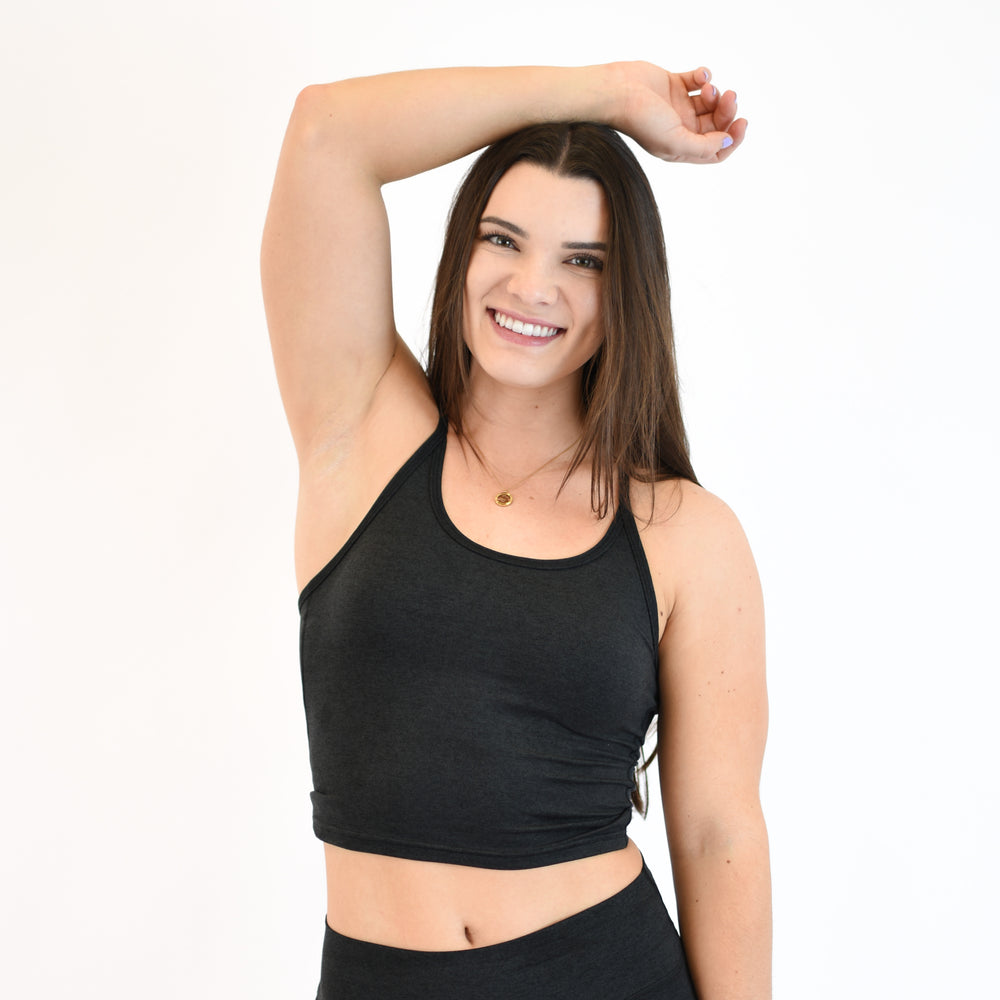 Heather Black Crop Tank - Switch Up