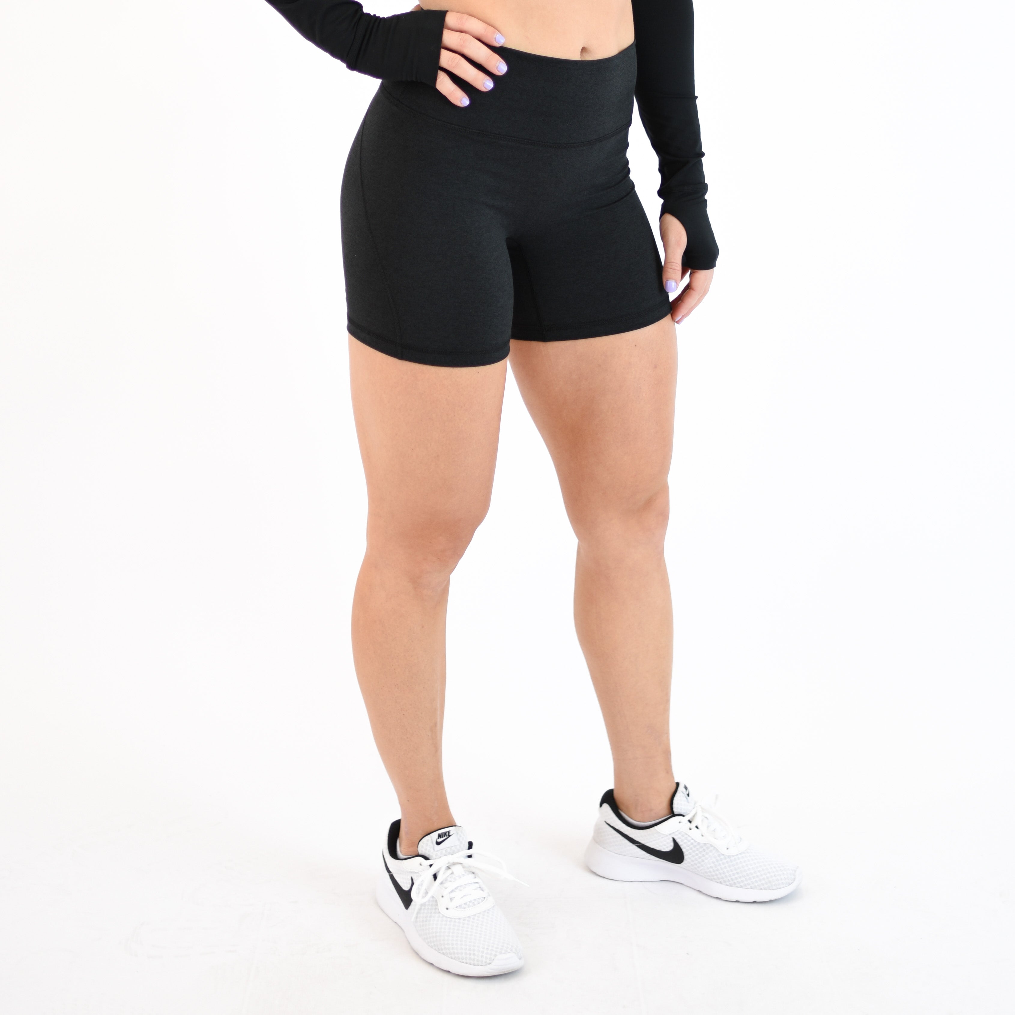 Heather Black High Rise Spandex Shorts