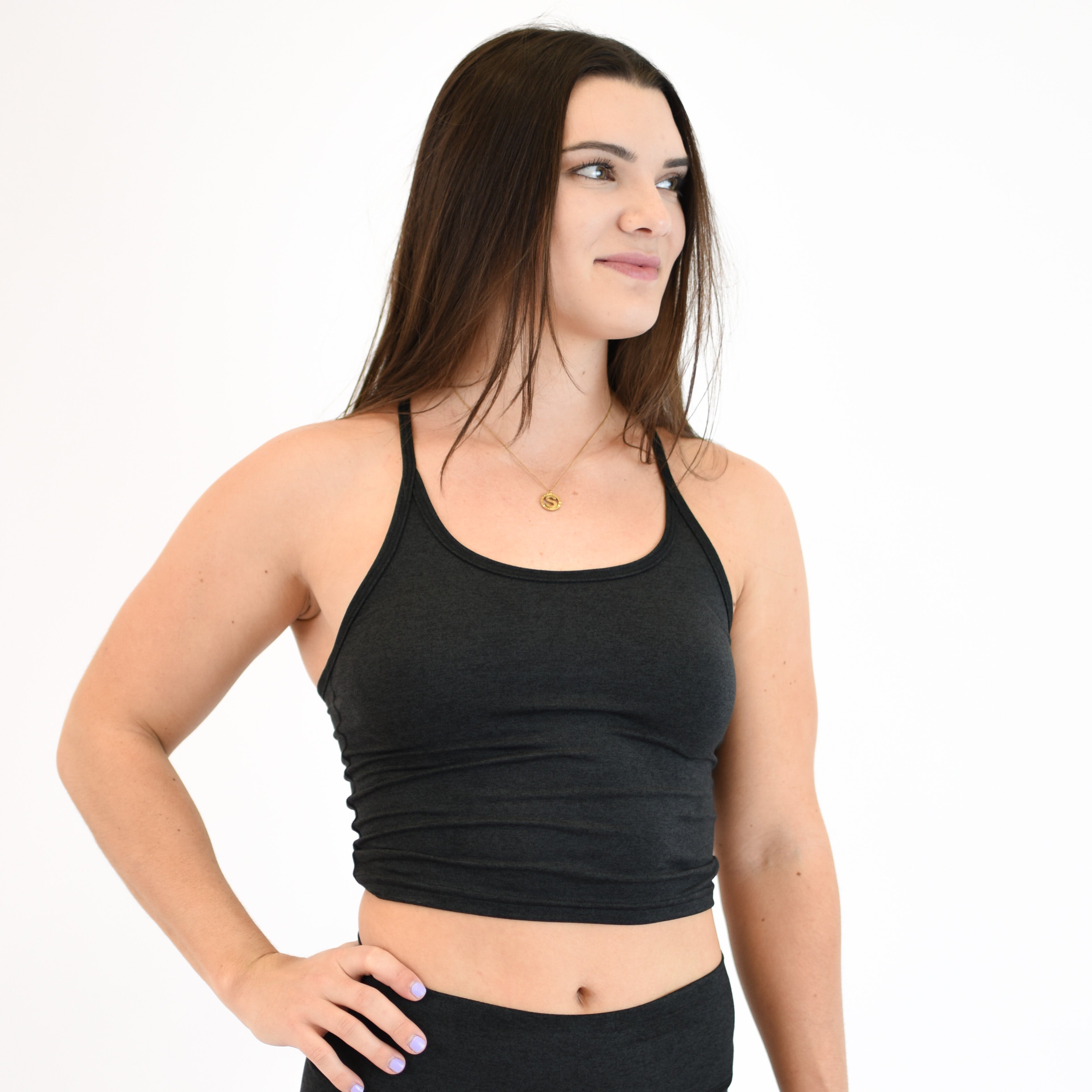 Heather Black Crop Tank - Switch Up