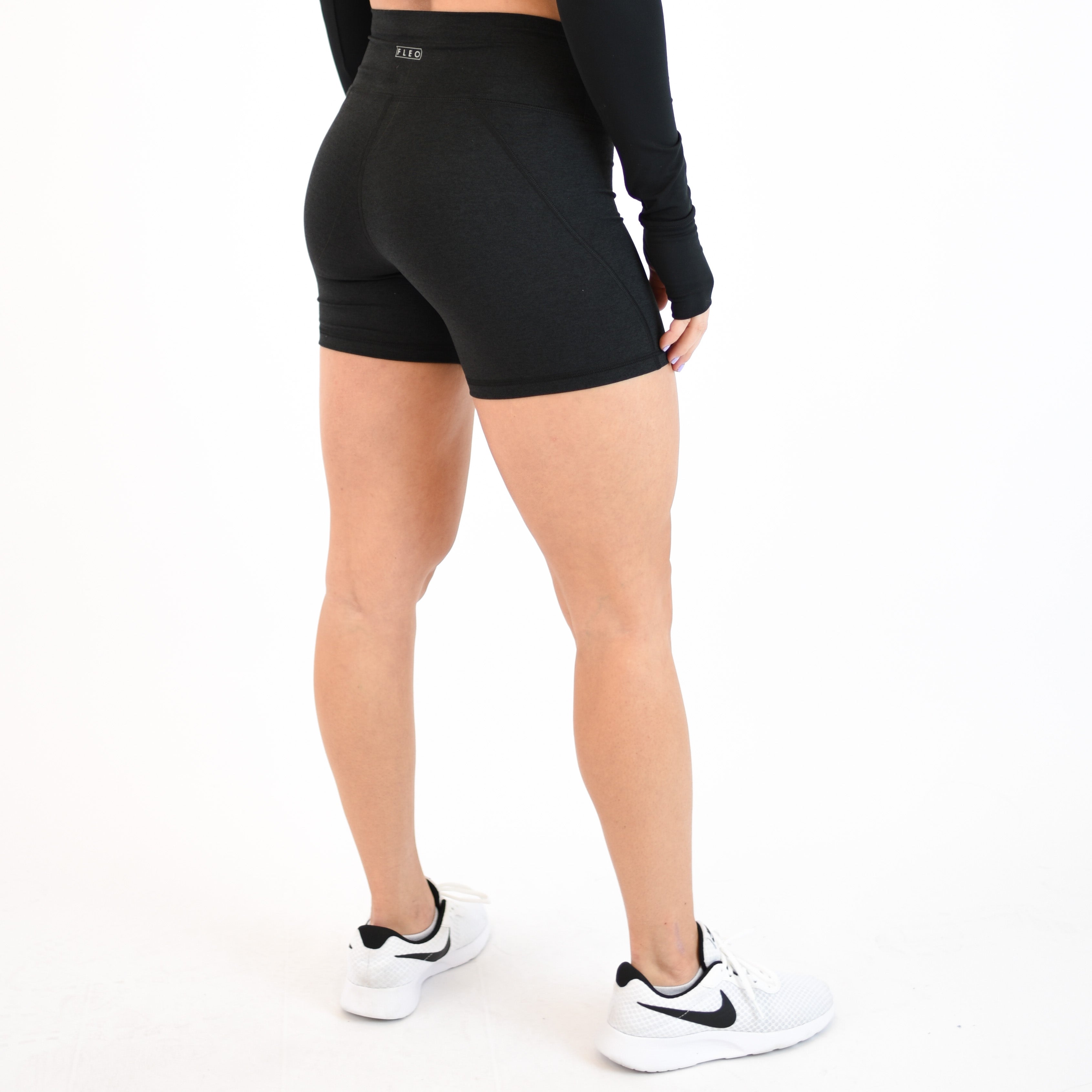 Heather Black High Rise Spandex Shorts