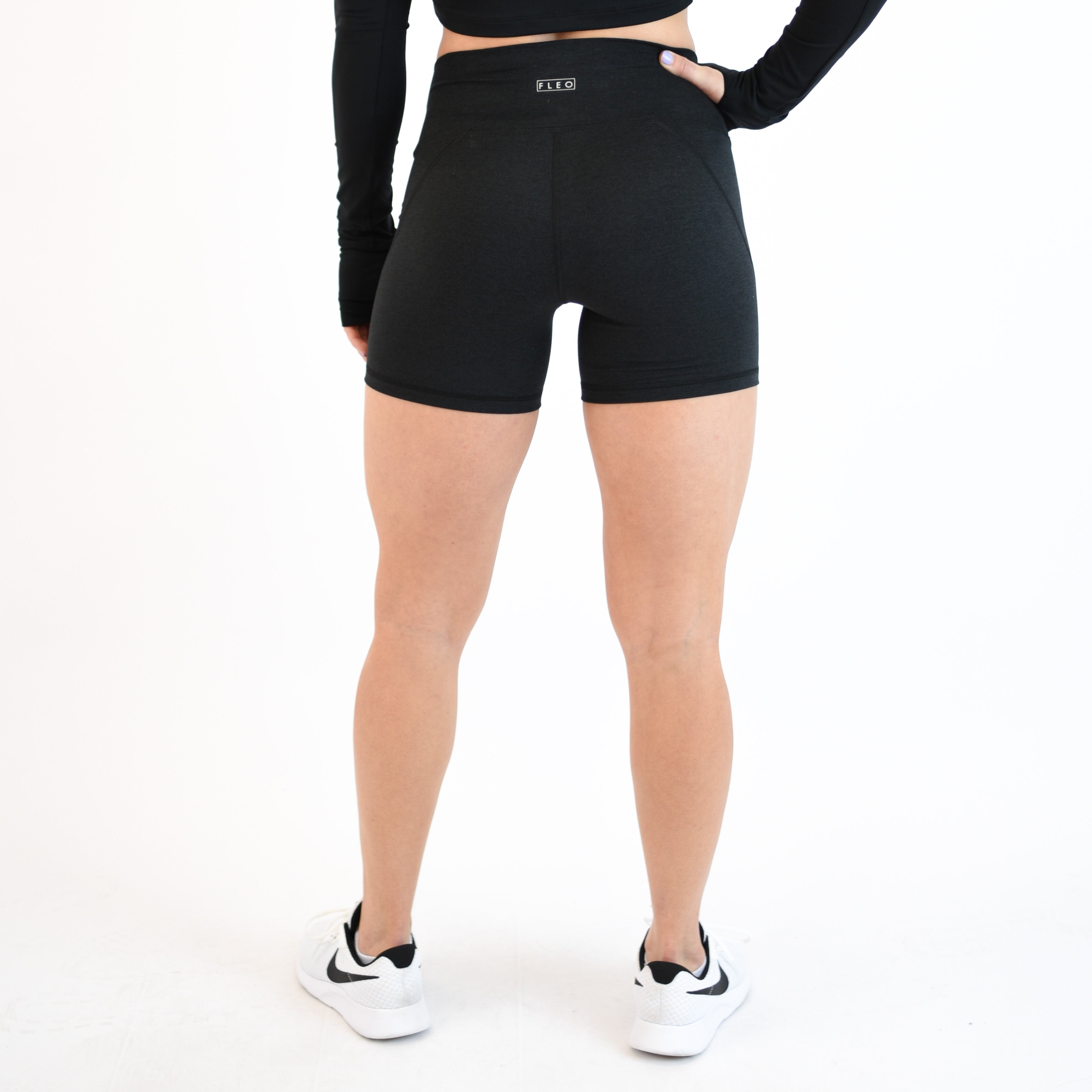 Heather Black High Rise Spandex Shorts