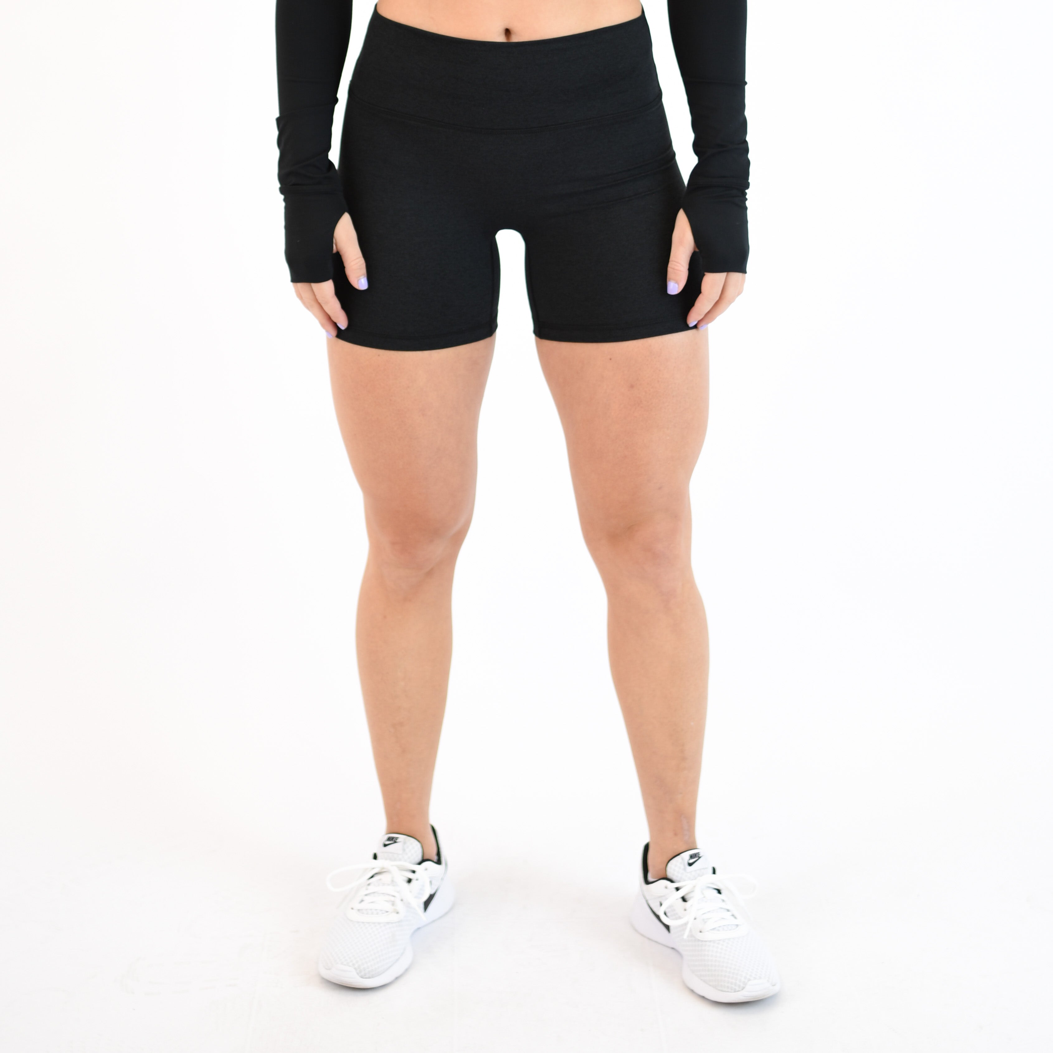 Heather Black High Rise Spandex Shorts