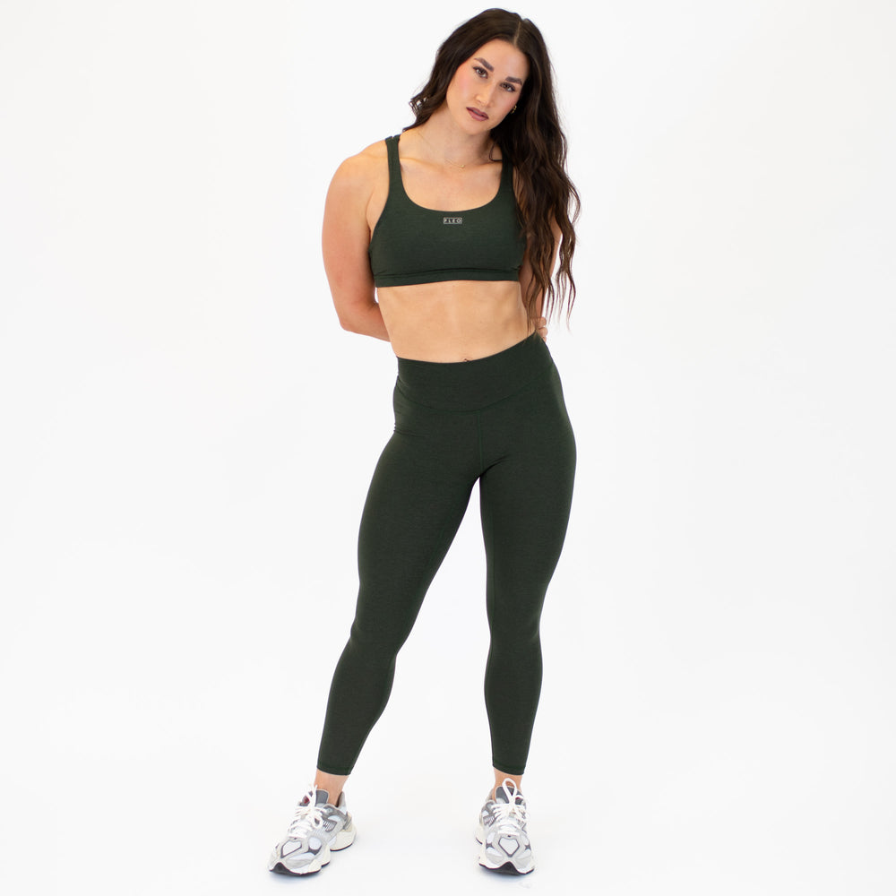 Heather Forest NIght Contoured Workout Legging - Go Go - Curved High Rise