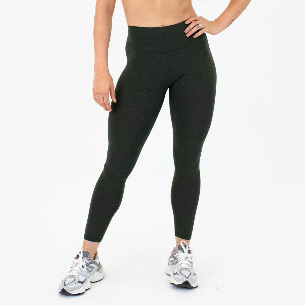 Heather Forest NIght Contoured Workout Legging - Go Go - Curved High Rise