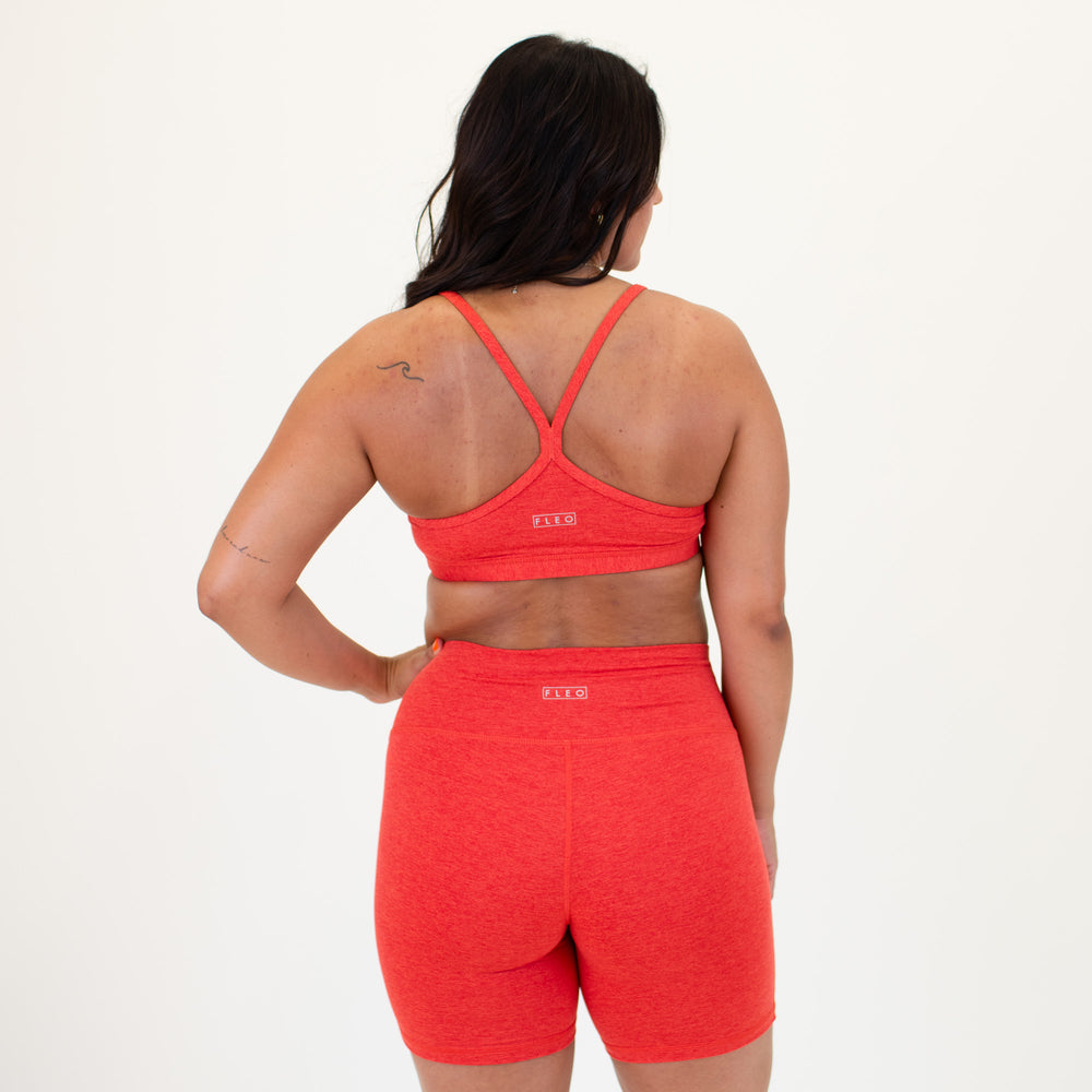 Racerback Sports Bra - Cami in Heather High Risk Red