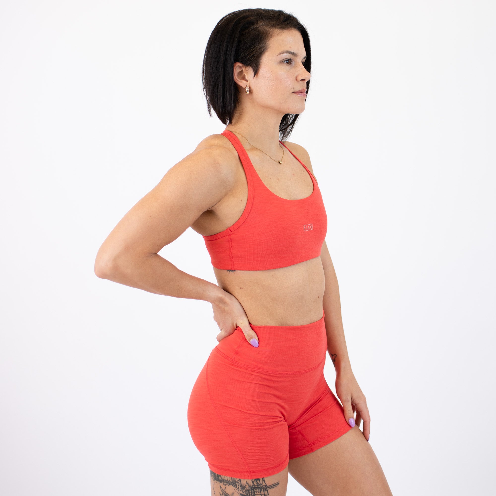 Racerback Sports Bra - Sage in Hibiscus Rib