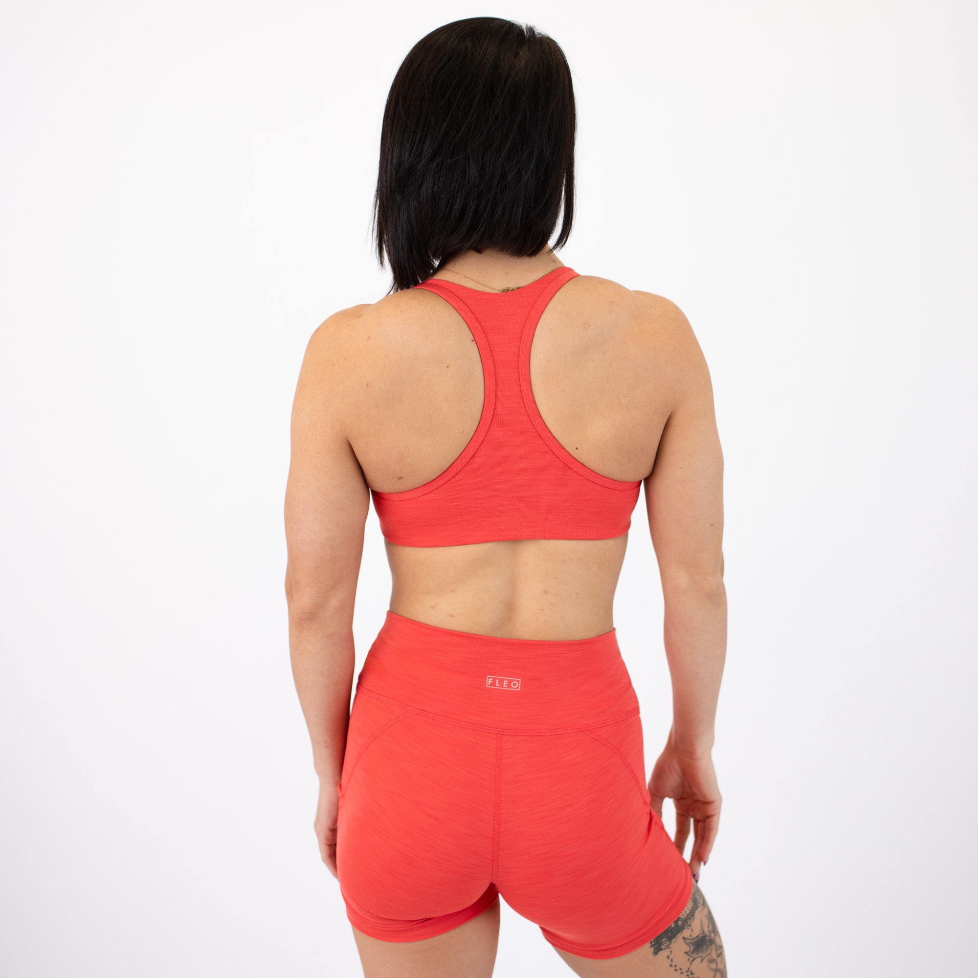 Racerback Sports Bra - Sage in Hibiscus Rib