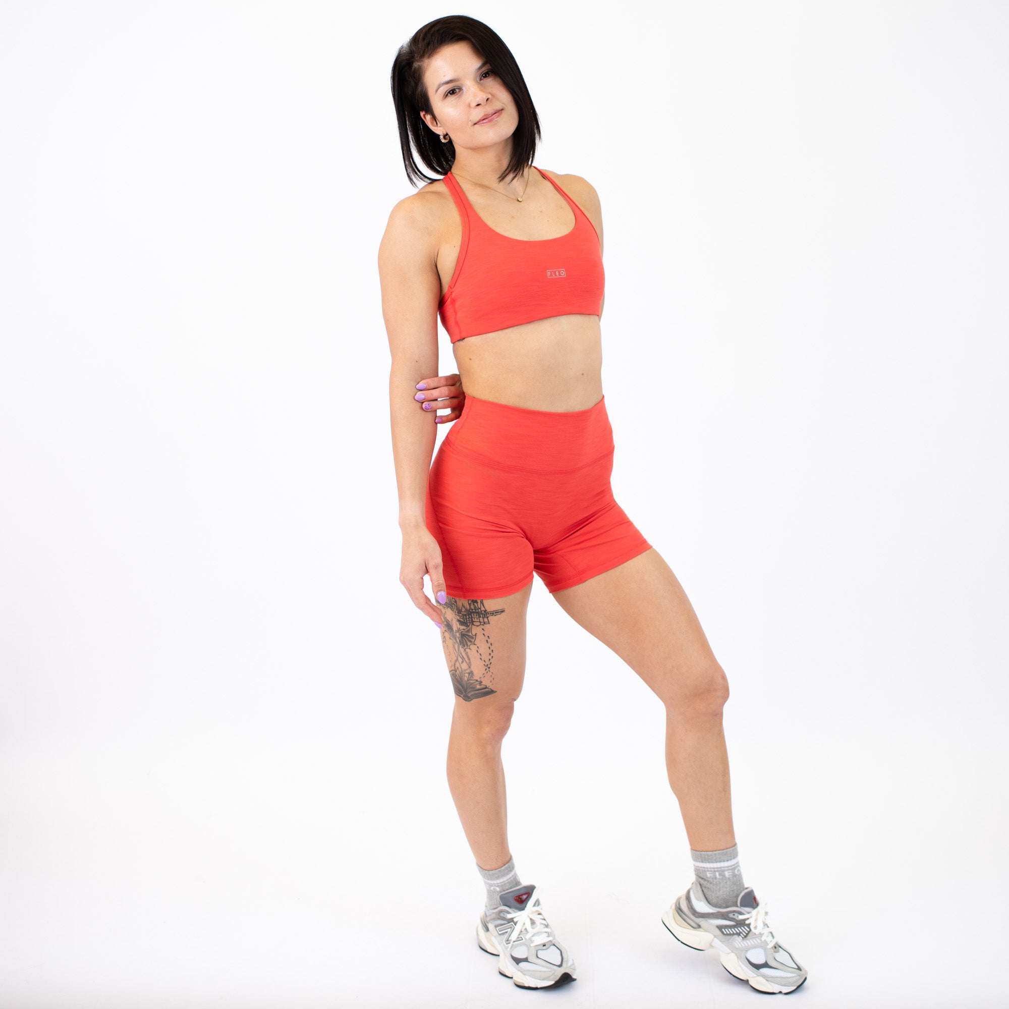 Hibiscus Rib No Front Seam High Rise Spandex Shorts