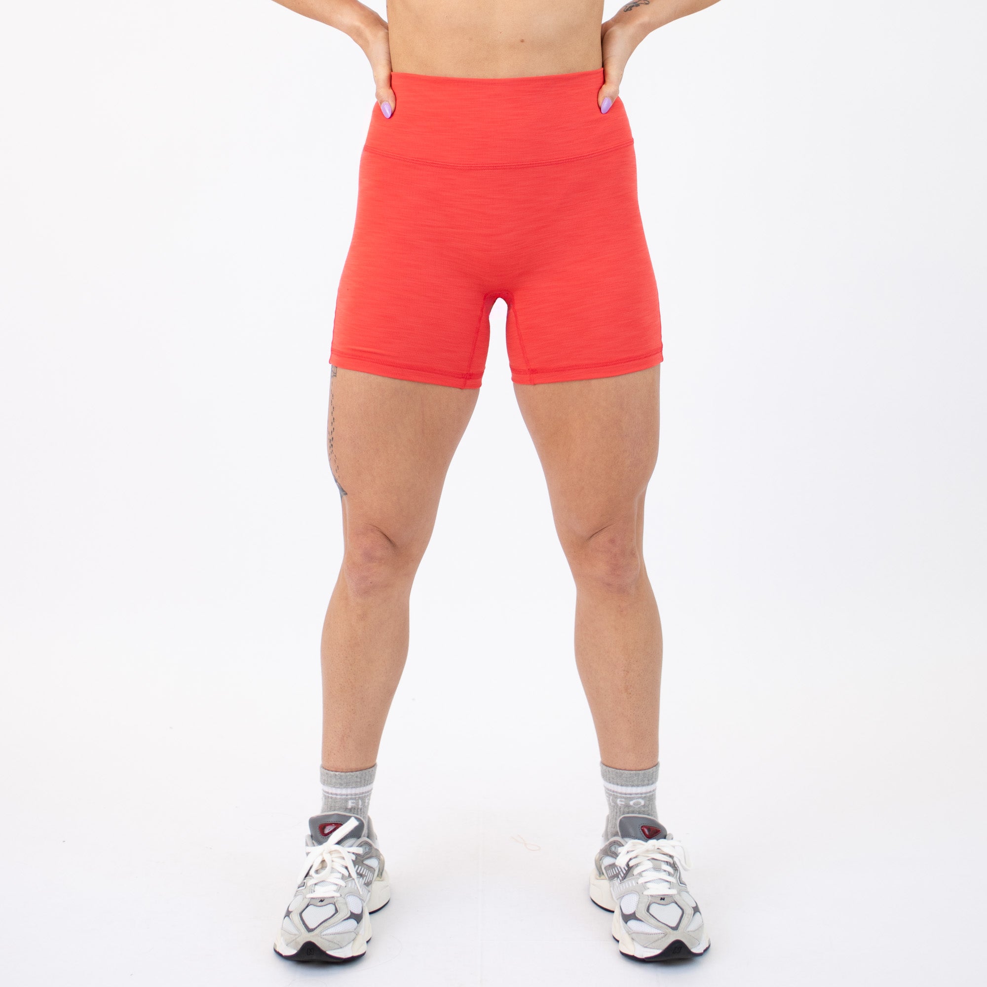 Hibiscus Rib No Front Seam High Rise Spandex Shorts