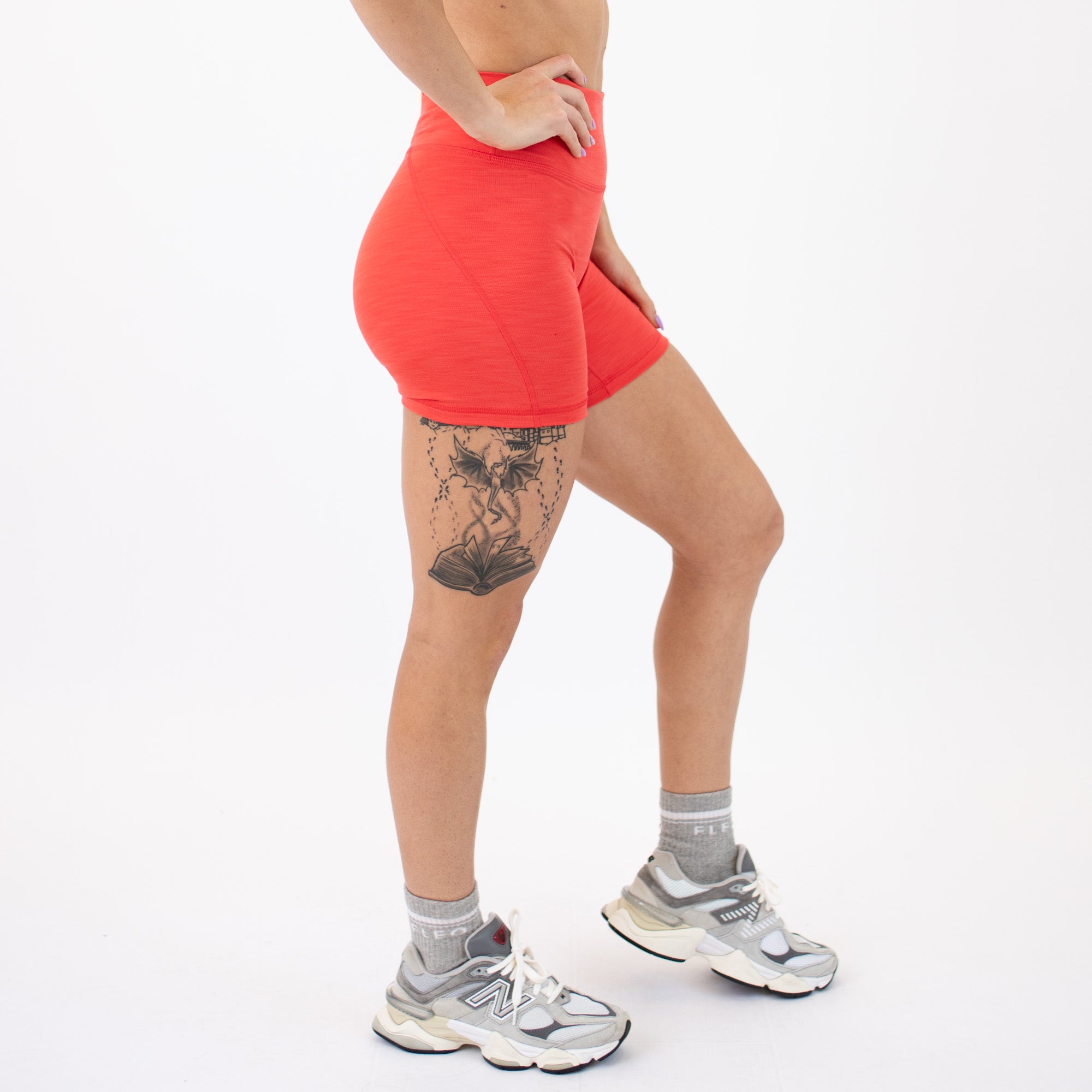 Hibiscus Rib No Front Seam High Rise Spandex Shorts