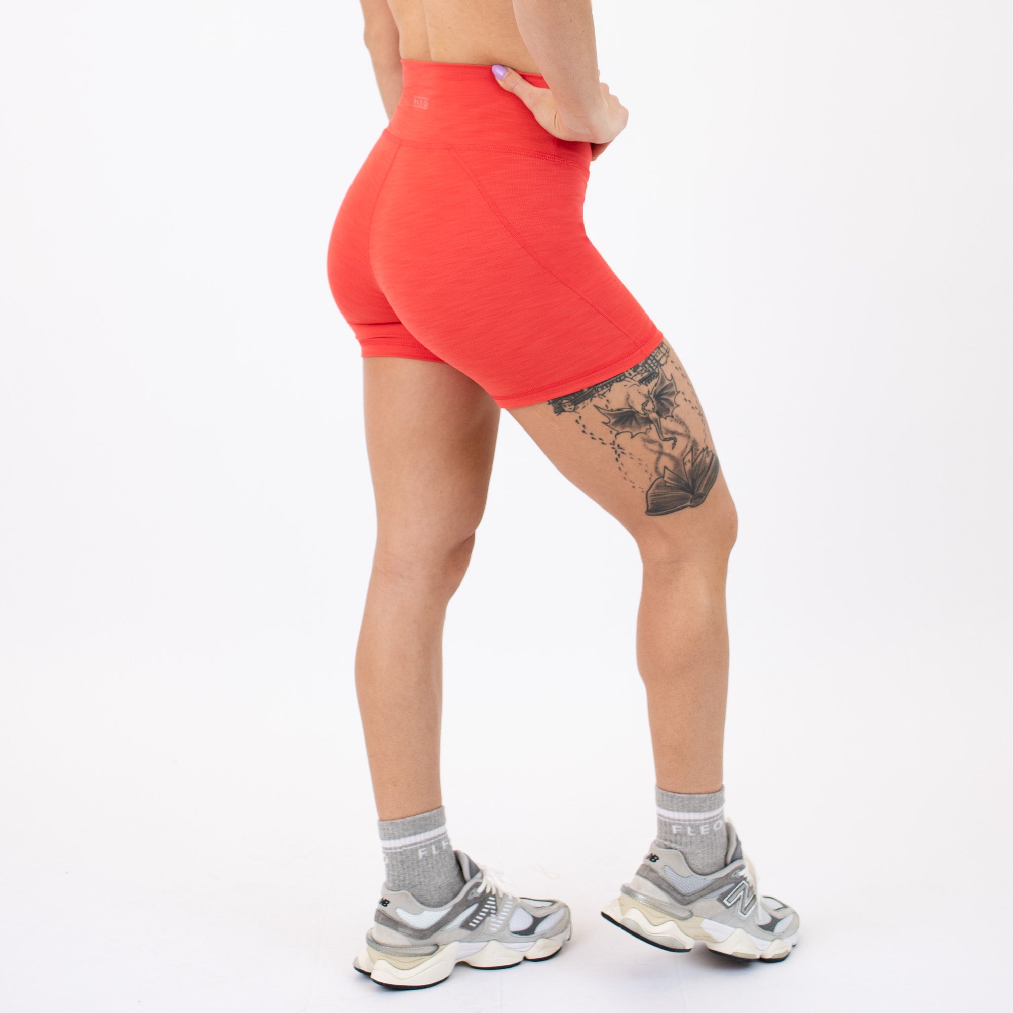 Hibiscus Rib No Front Seam High Rise Spandex Shorts