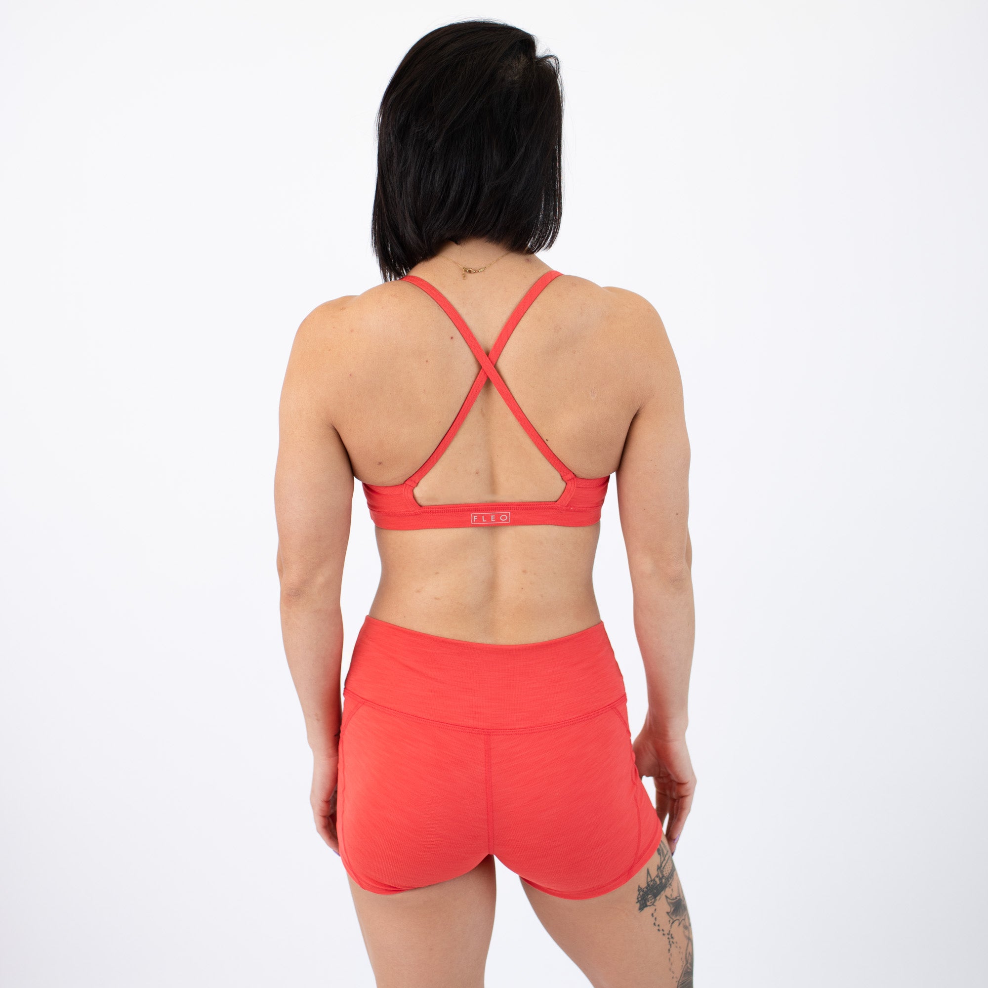 X Back Sports Bra - Chloe in Hibiscus Rib