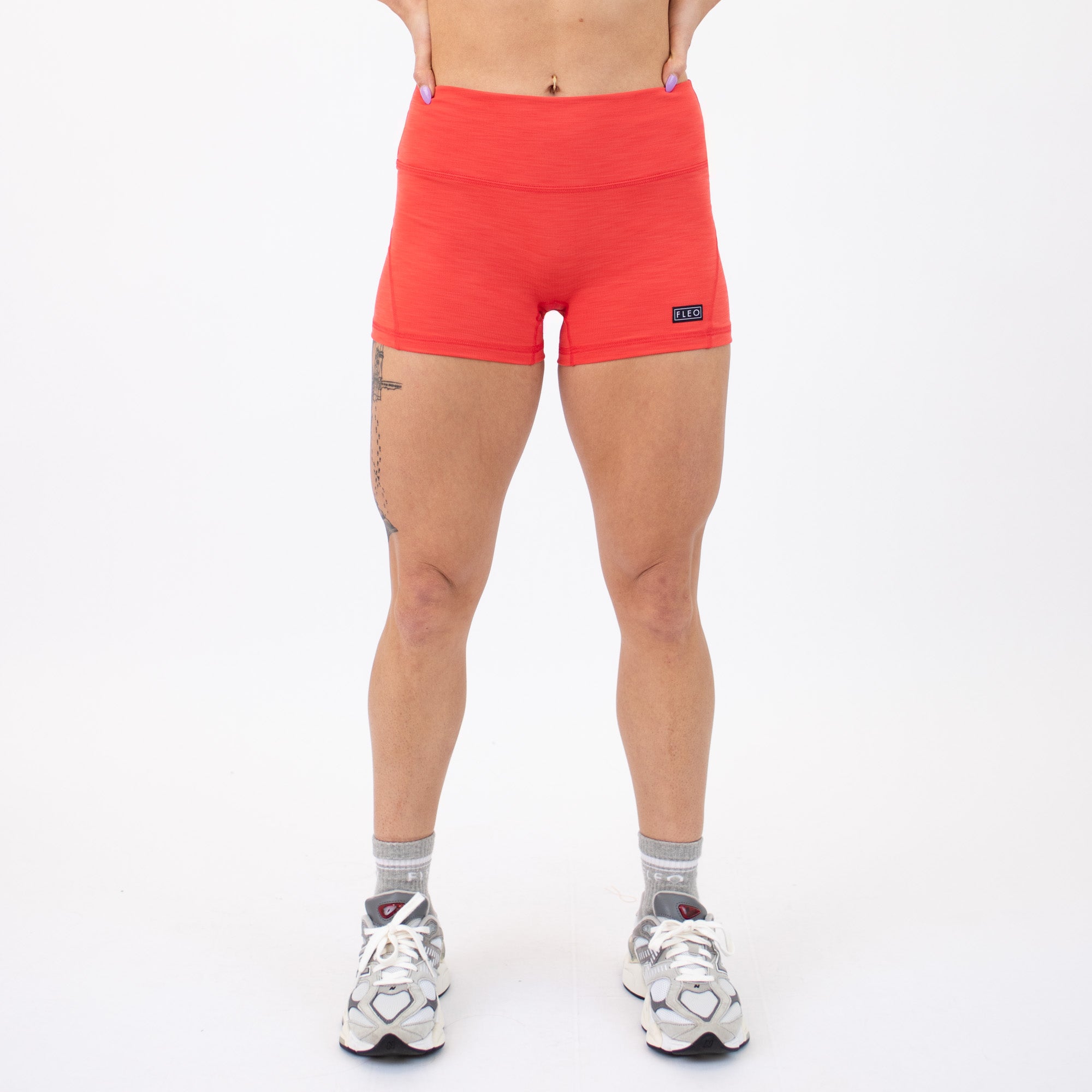 Hibiscus Rib Mid Rise Contour Training Shorts For Women