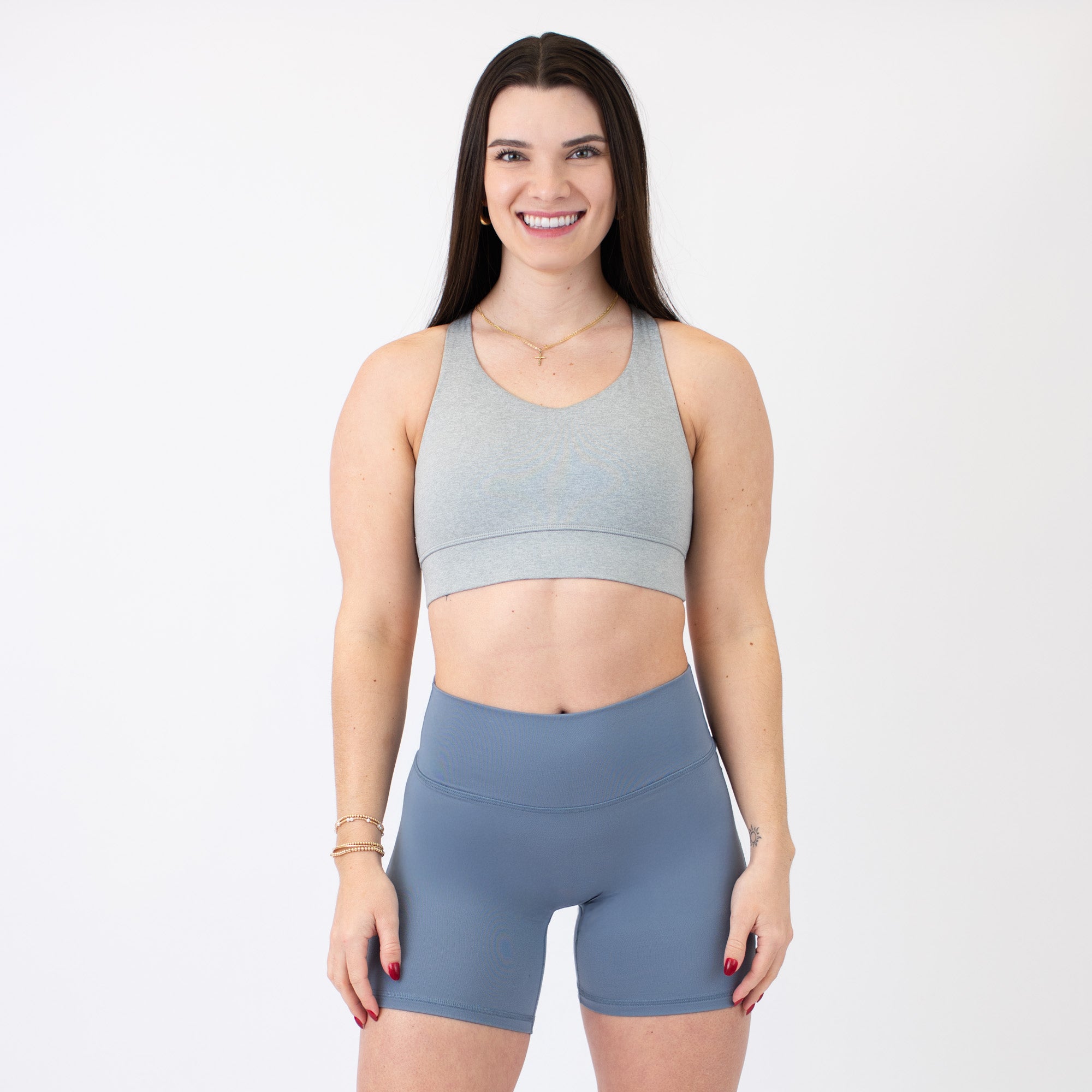 Heather Light Gray High Support Sports Bra - Mia