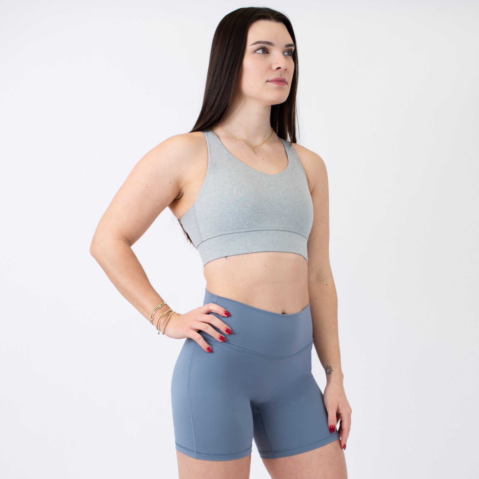 Heather Light Gray High Support Sports Bra - Mia