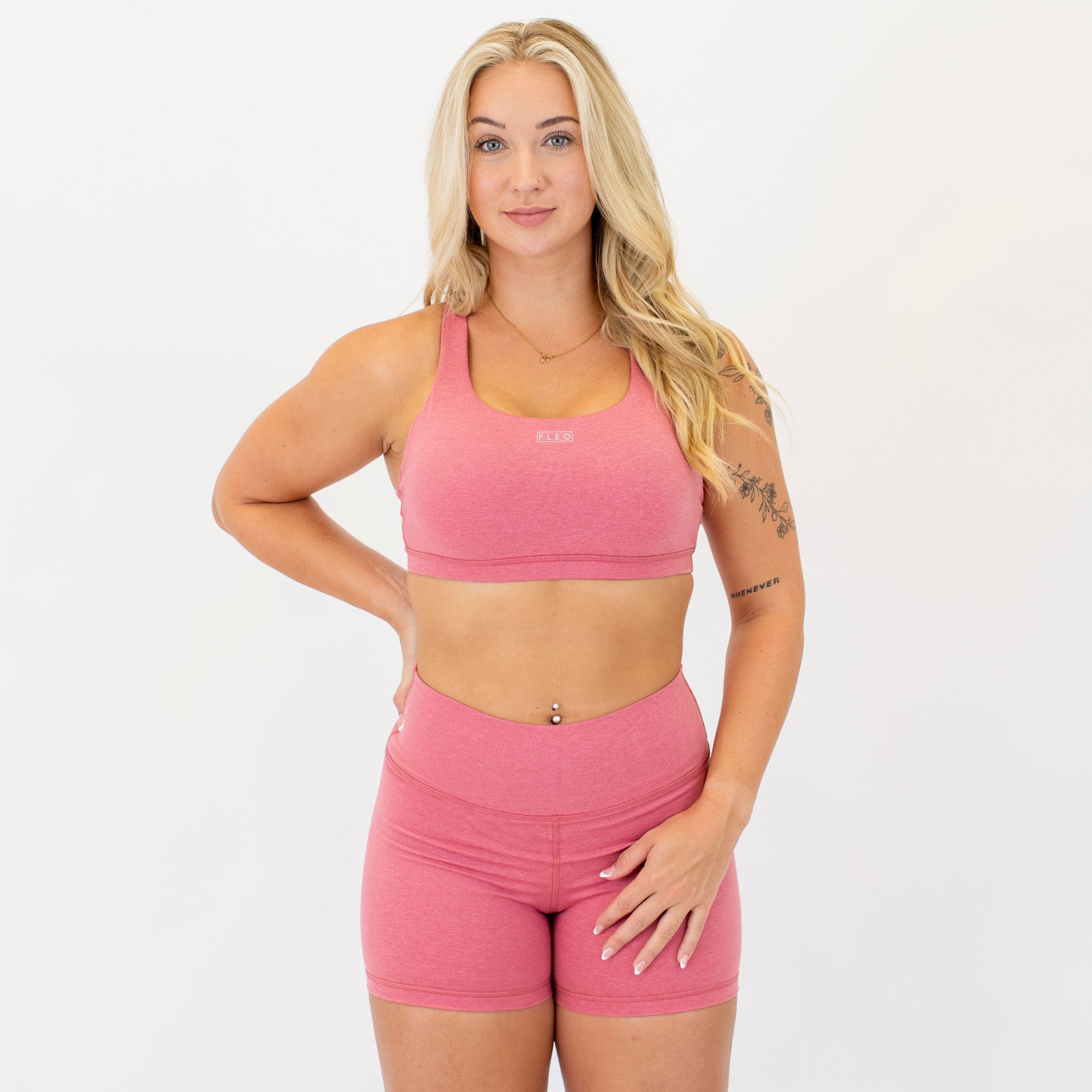 Heather Mauve Petal - Isla Scoop Neck Sports Bra