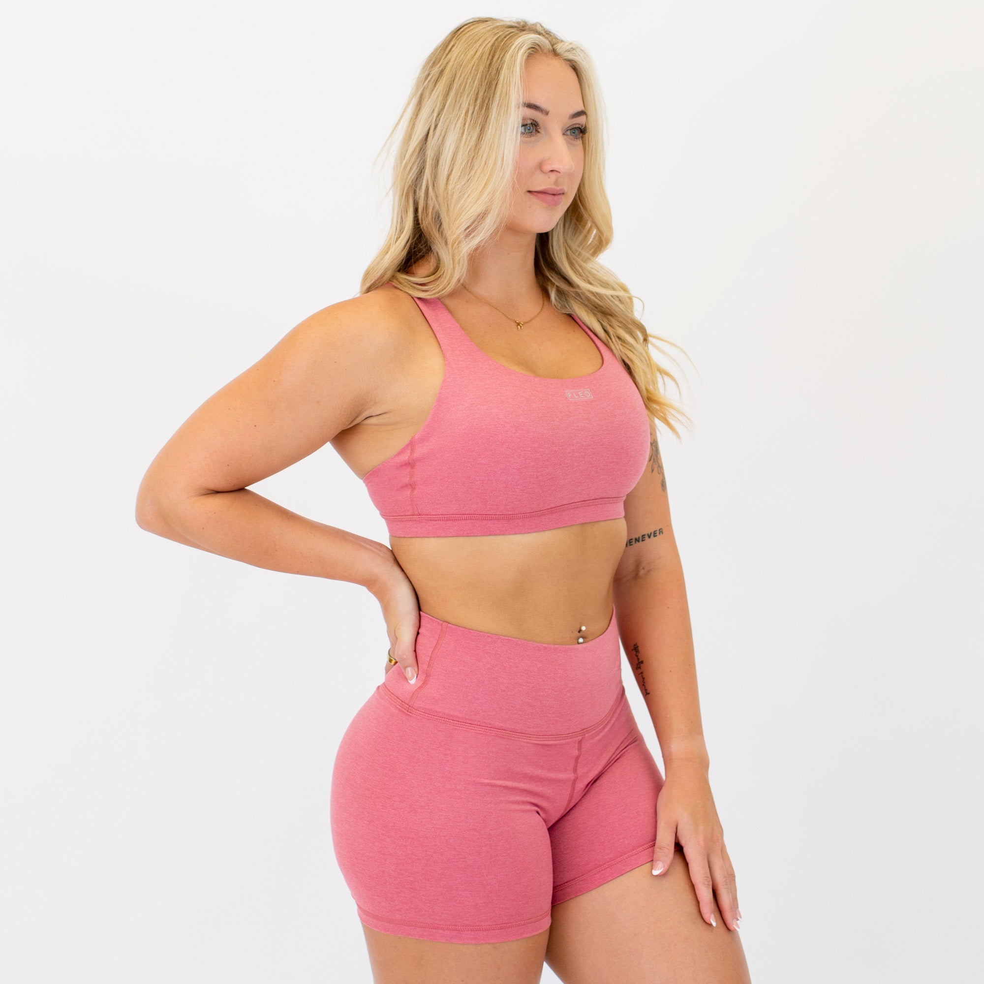 Heather Mauve Petal - Isla Scoop Neck Sports Bra