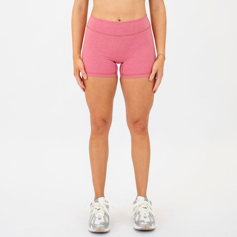 Heather Mauve No Front Seam Mid Rise Spandex Shorts