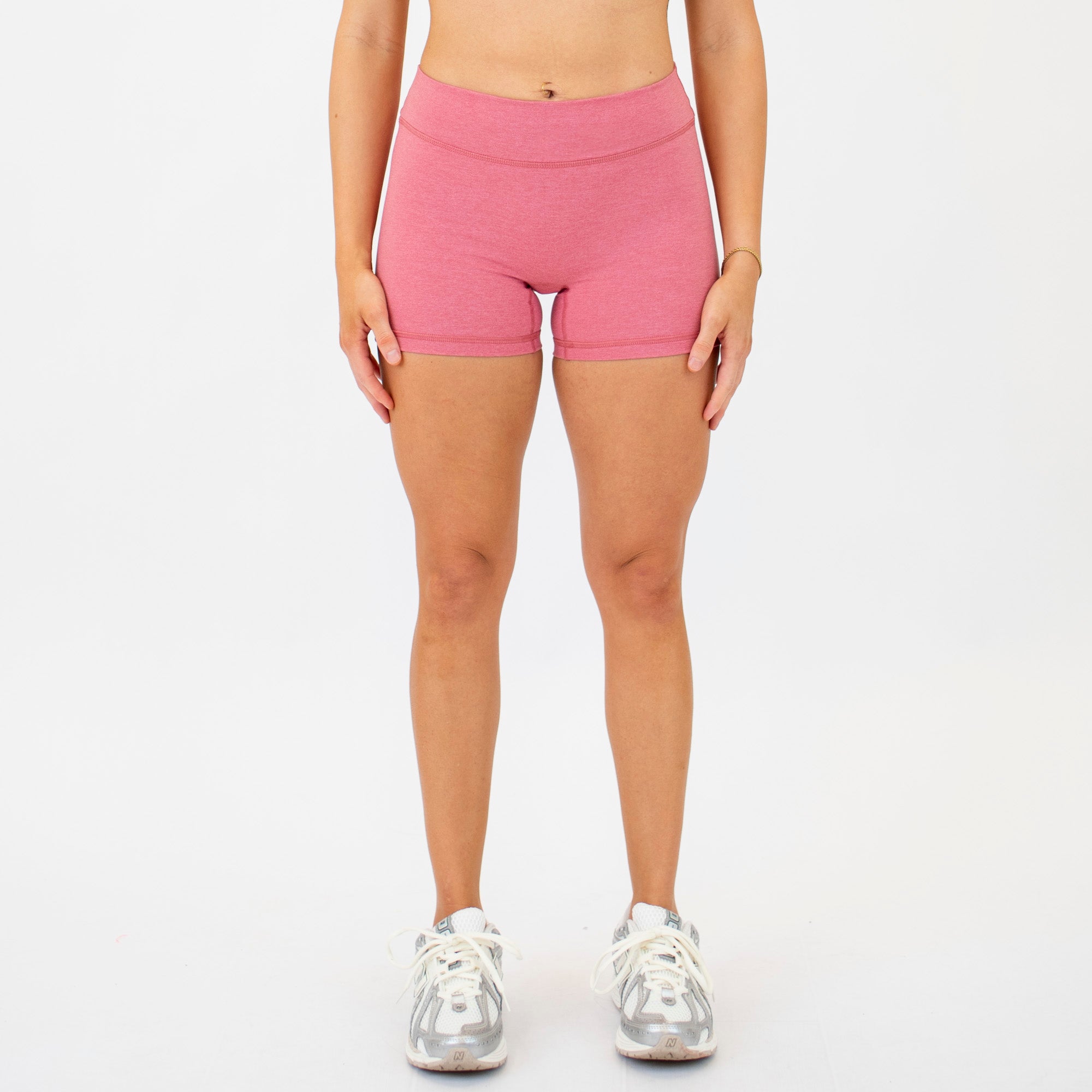 Heather Mauve No Front Seam Mid Rise Spandex Shorts