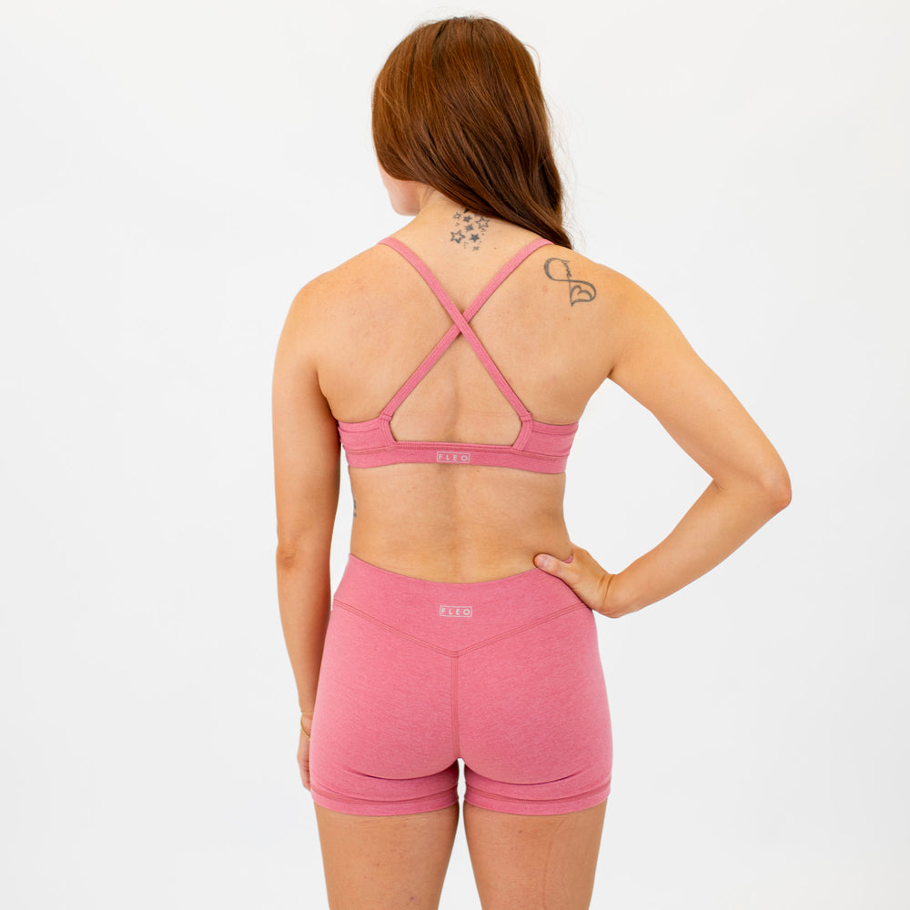 X Back Sports Bra - Chloe in Heather Mauve Petal