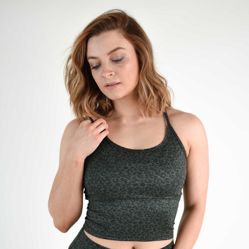 Green Leopard Crop Tank - Switch Up