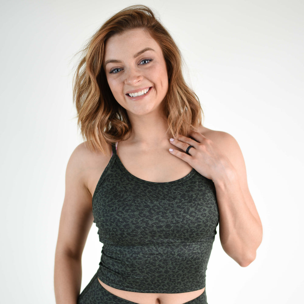 Green Leopard Crop Tank - Switch Up