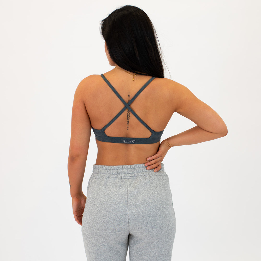 X Back Sports Bra - Chloe in Ink Slate