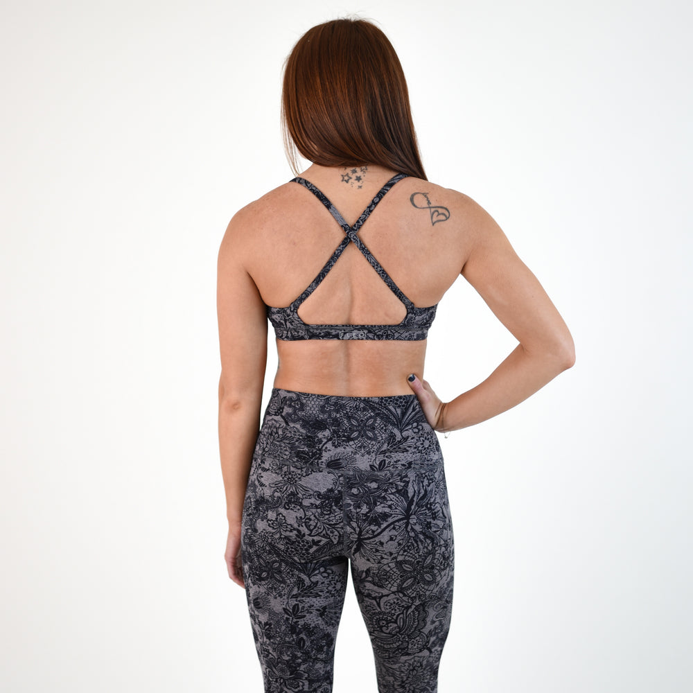 X Back Sports Bra - Chloe in Iron Lace