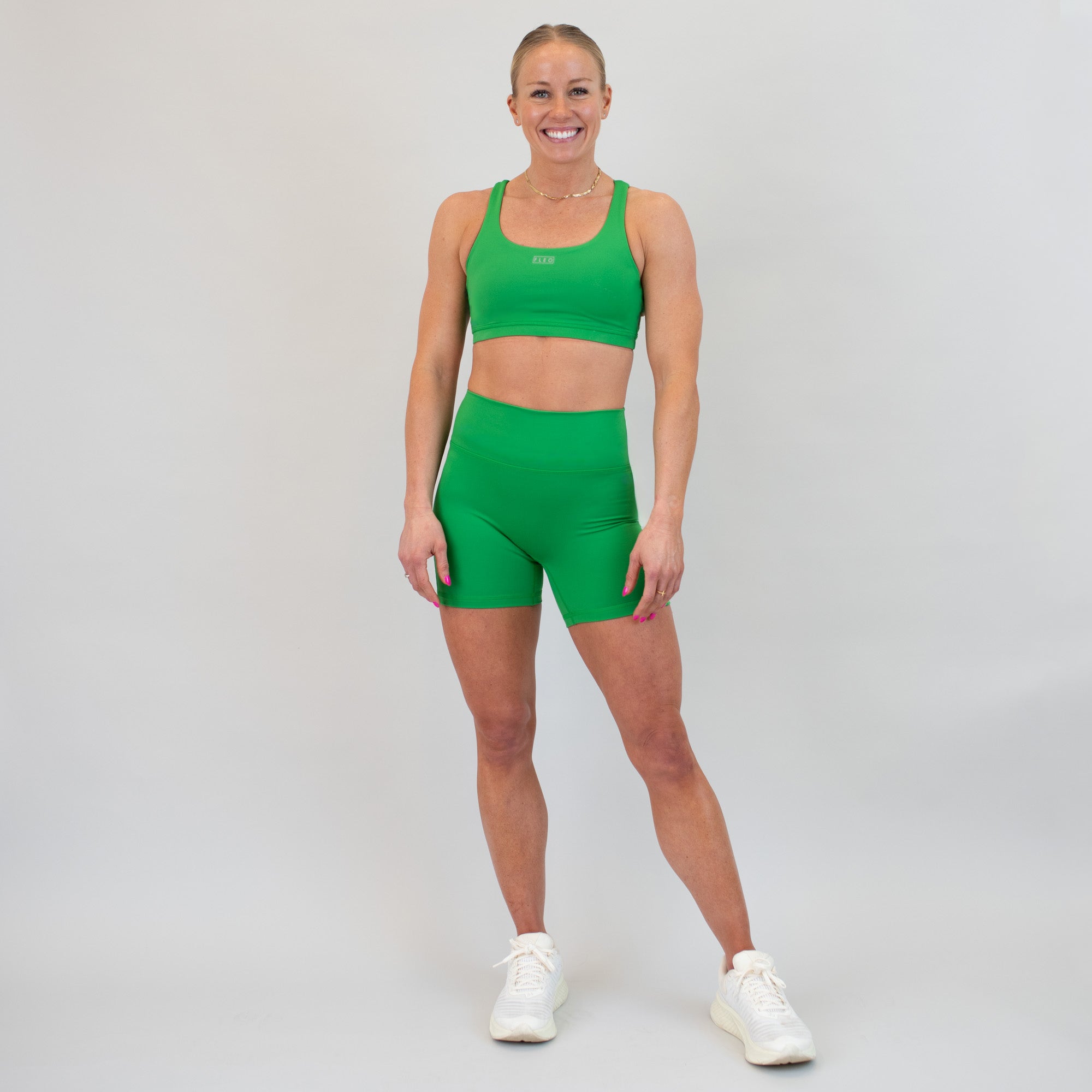 Kelly Green No Front Seam High Rise Spandex Shorts