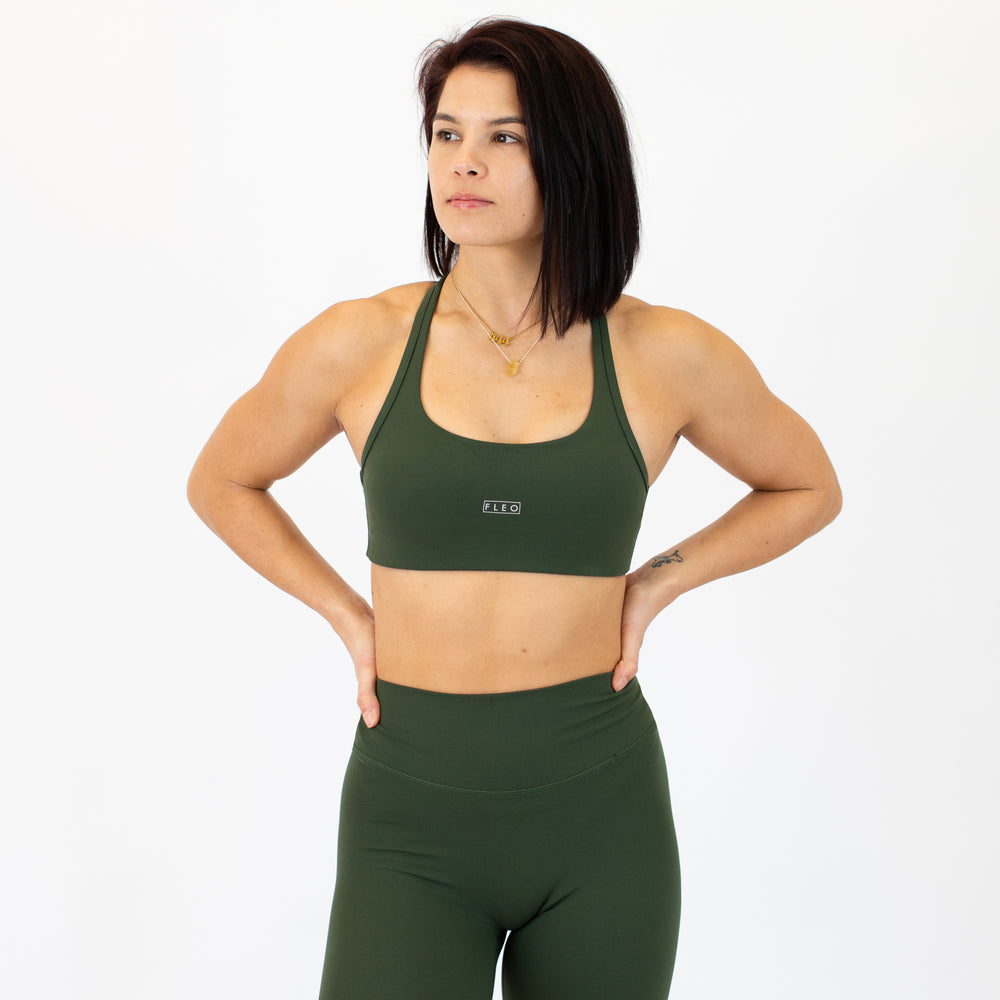 Racerback Sports Bra - Sage in Kombu Green | SmoothSculpt -1