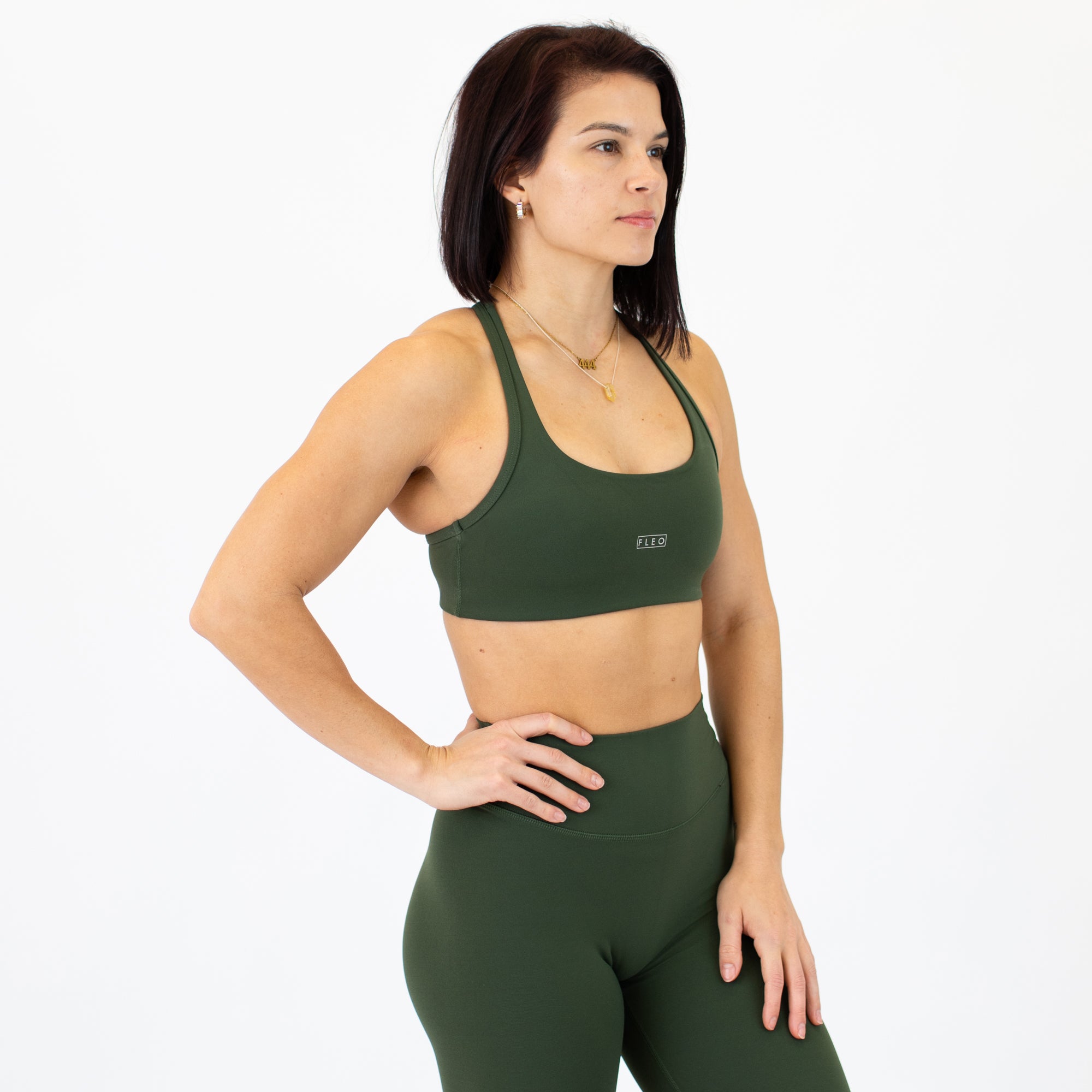 Racerback Sports Bra - Sage in Kombu Green | SmoothSculpt -4