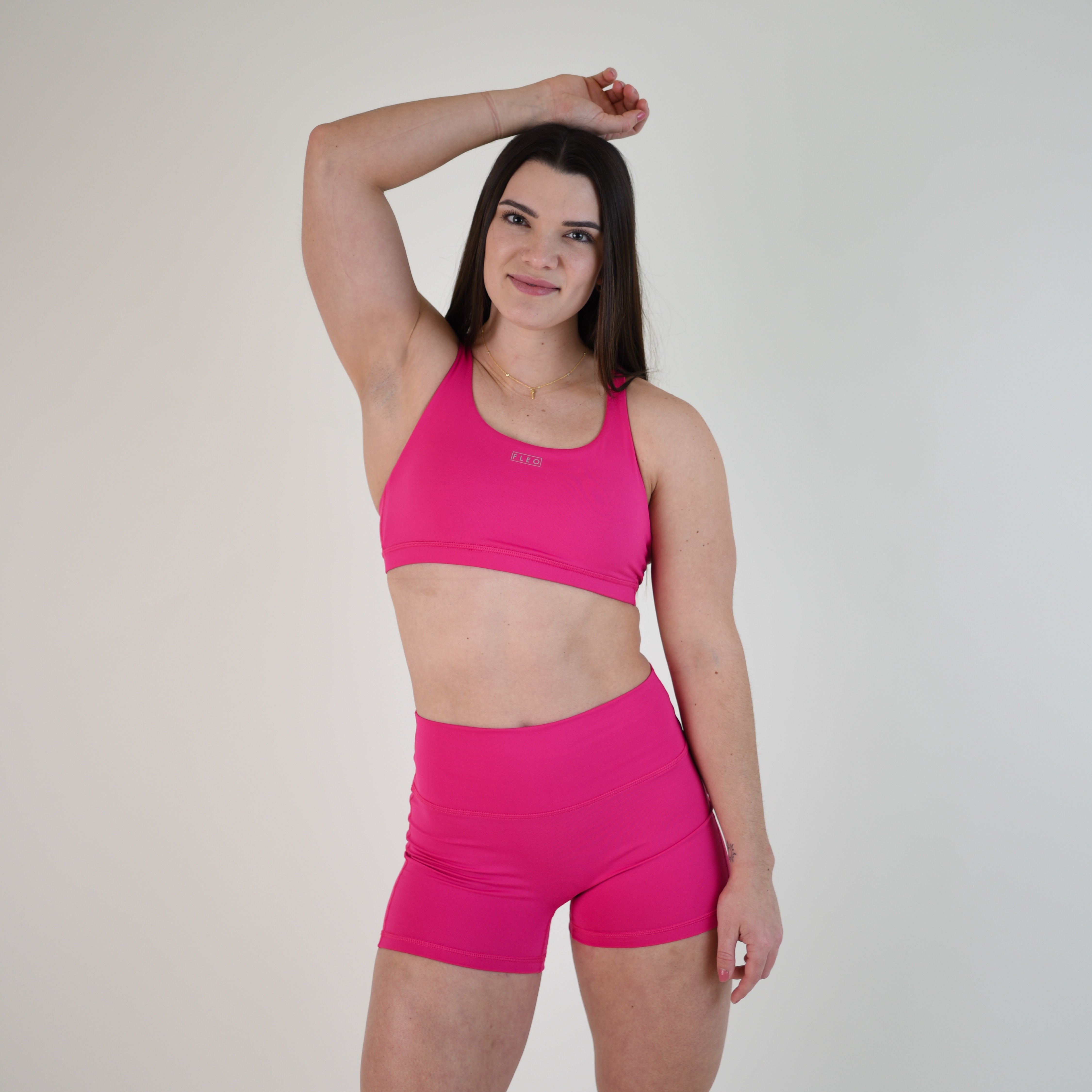 Pink Cabaret Scoop Neck Sports Bra - Isla