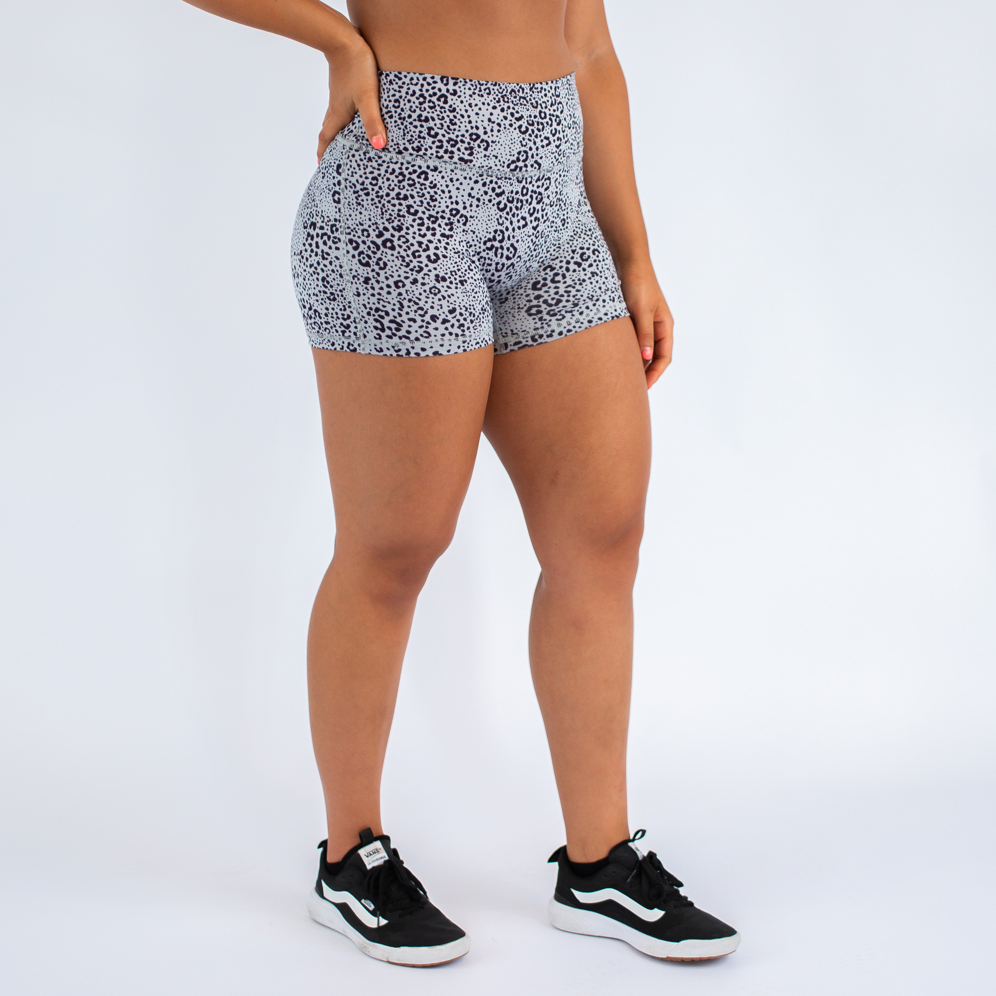 Micro Leopard No Front Seam High Rise Spandex Shorts