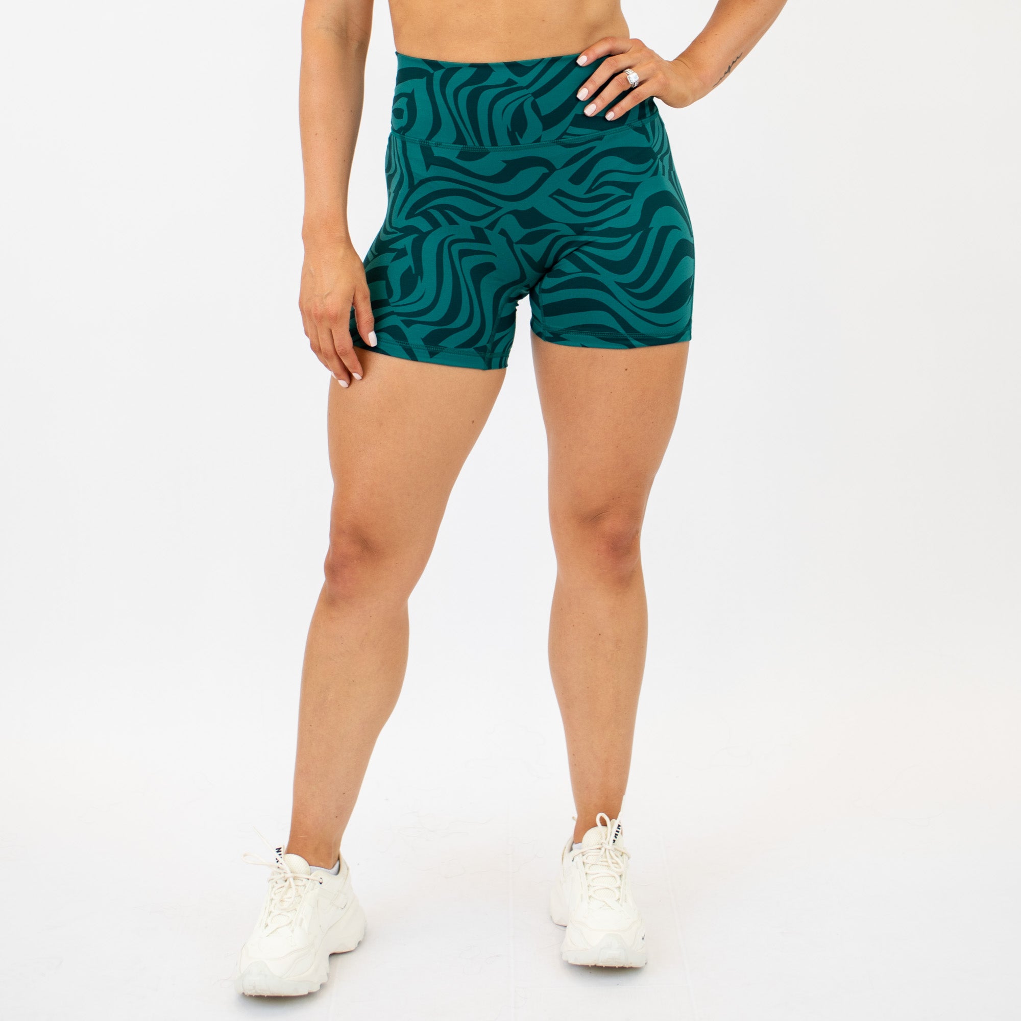 Optical Storm No Front Seam High Rise Spandex Shorts