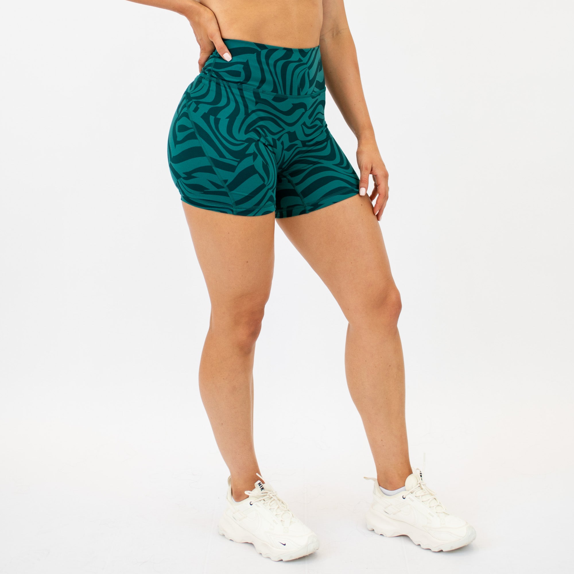 Optical Storm No Front Seam High Rise Spandex Shorts