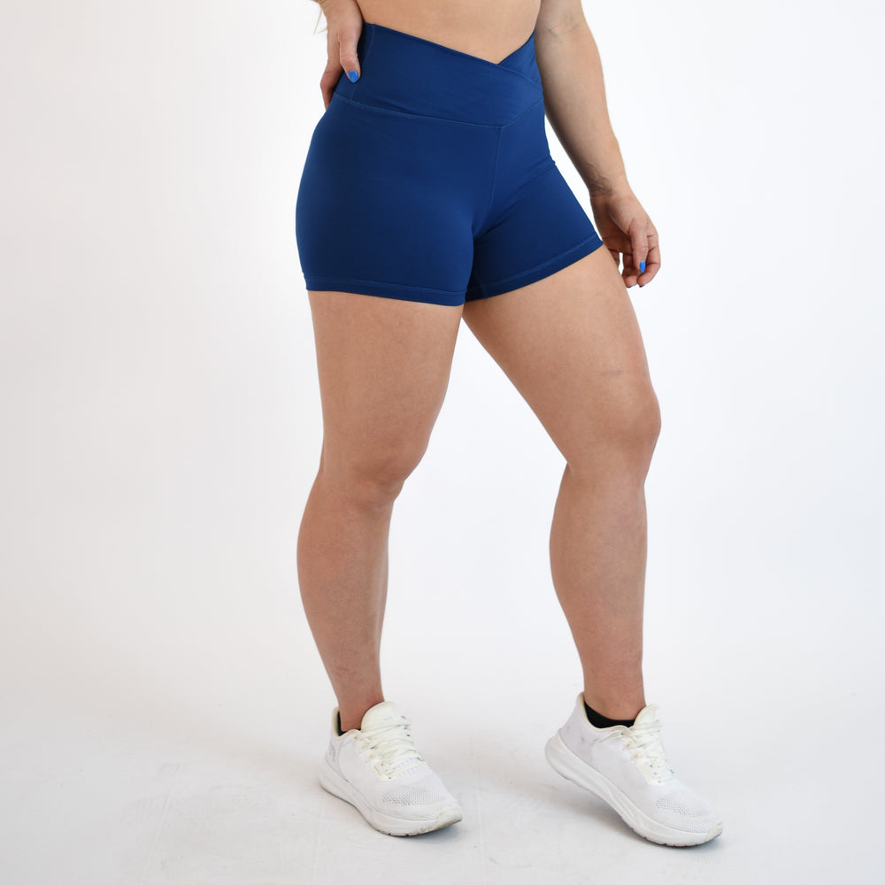 Navy Peony High Rise Spandex Shorts