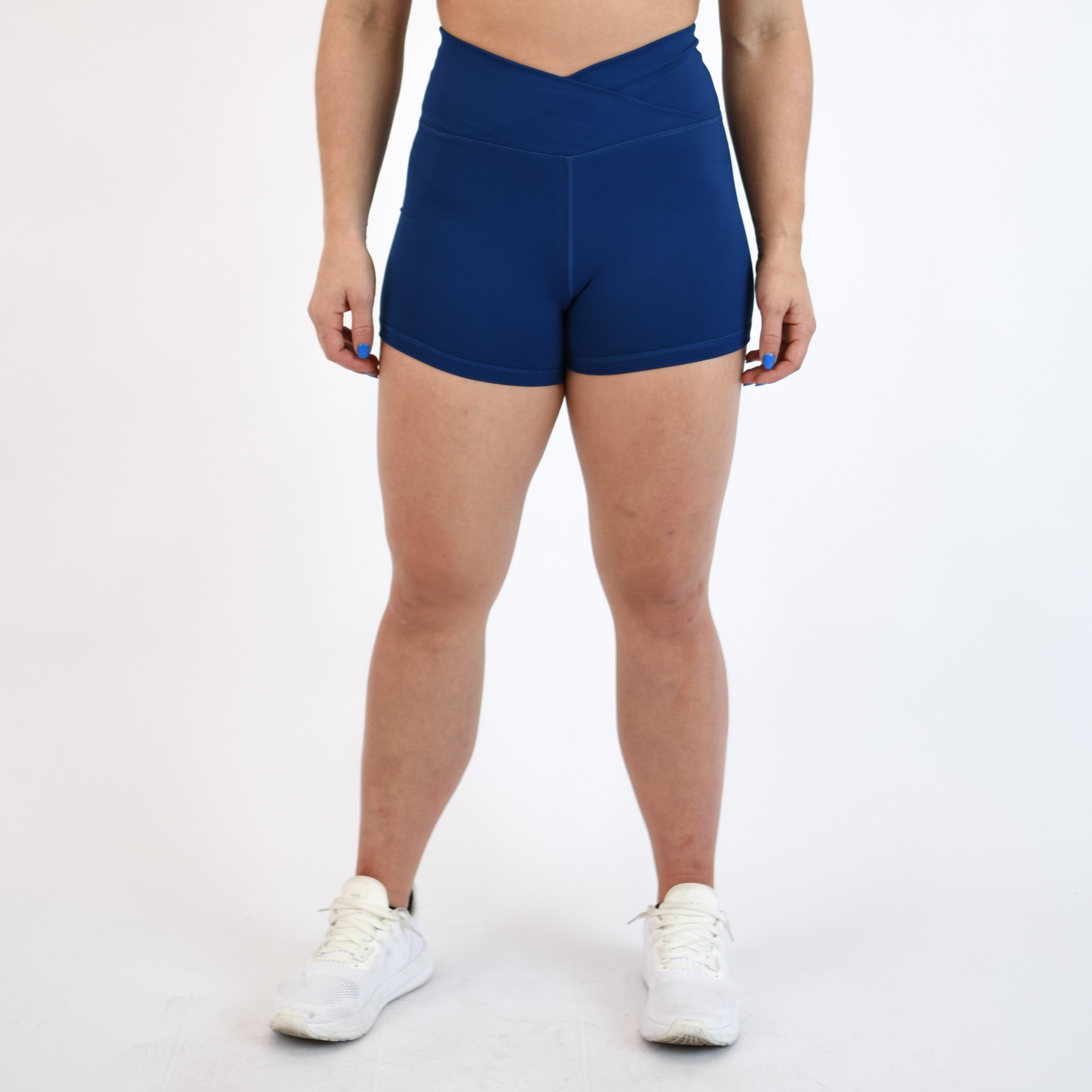 Navy Peony High Rise Spandex Shorts